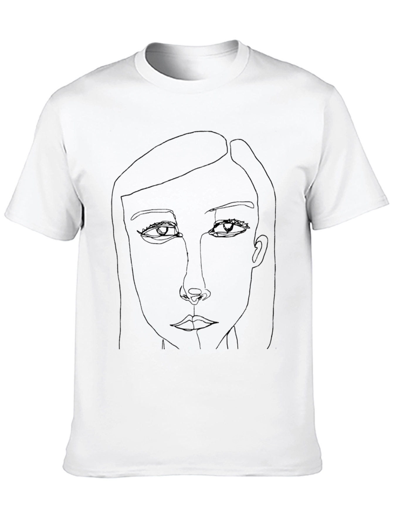 Minimalist Line Art Face Graphic Black T-Shirt