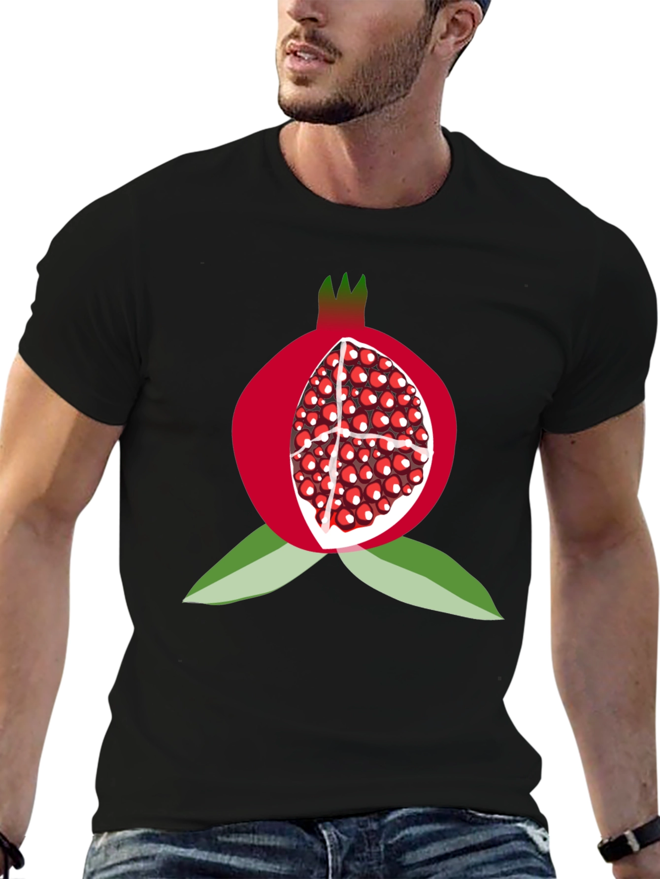 Pomegranate Graphic Tee - Fruit Lovers Black T-Shirt