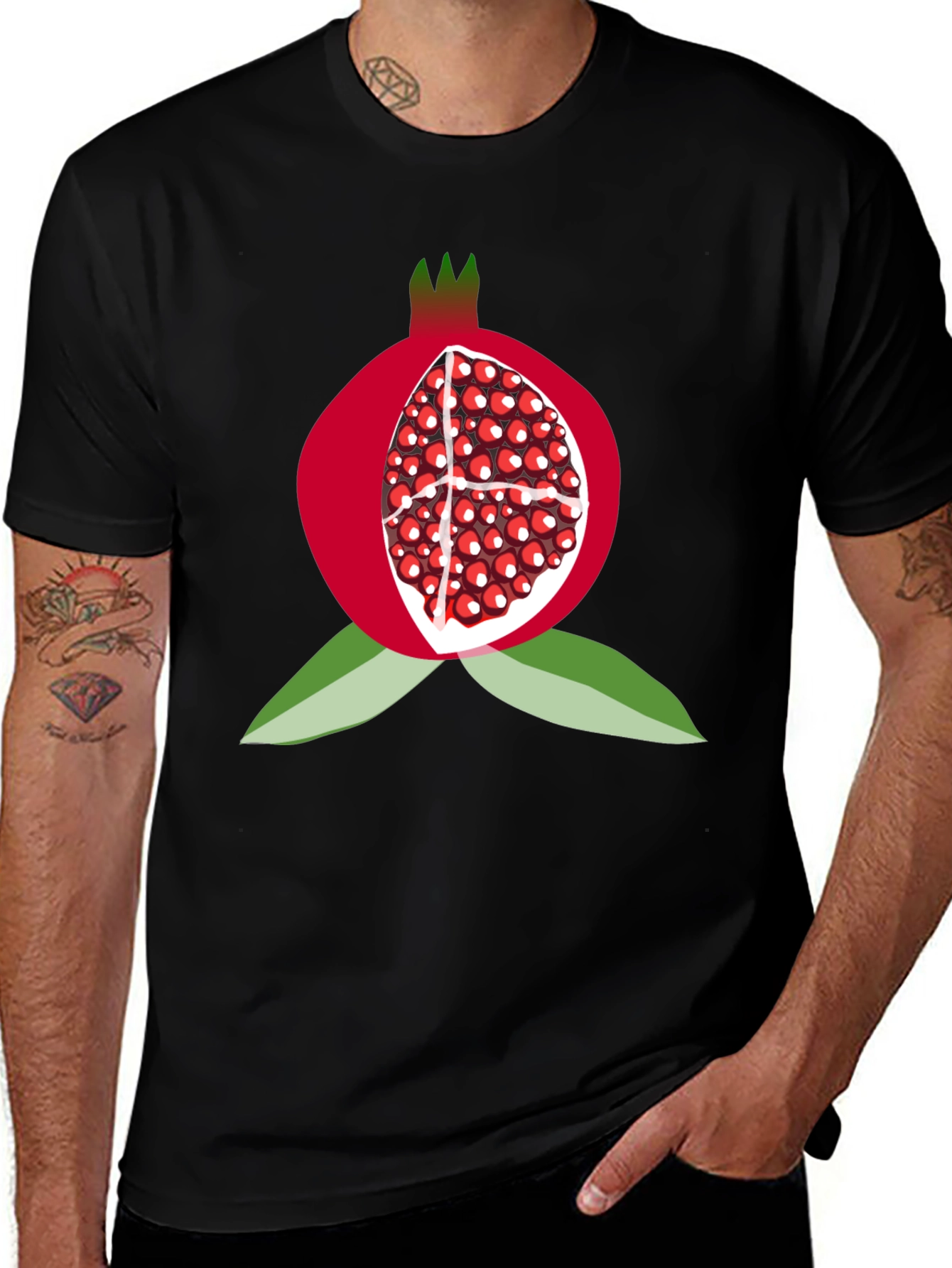 Pomegranate Graphic Tee - Fruit Lovers Black T-Shirt