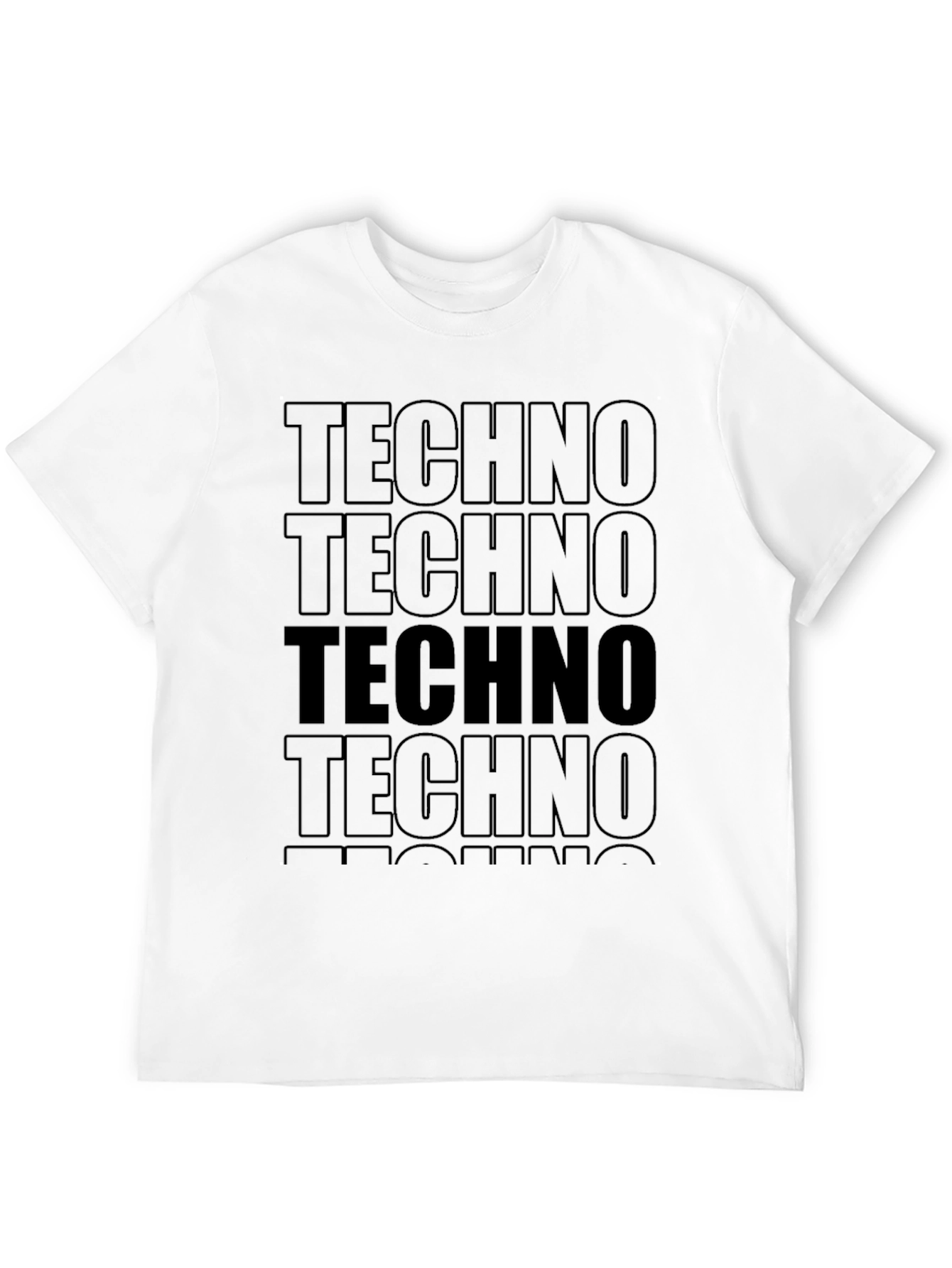 Techno Repeated Graphic Black T-Shirt