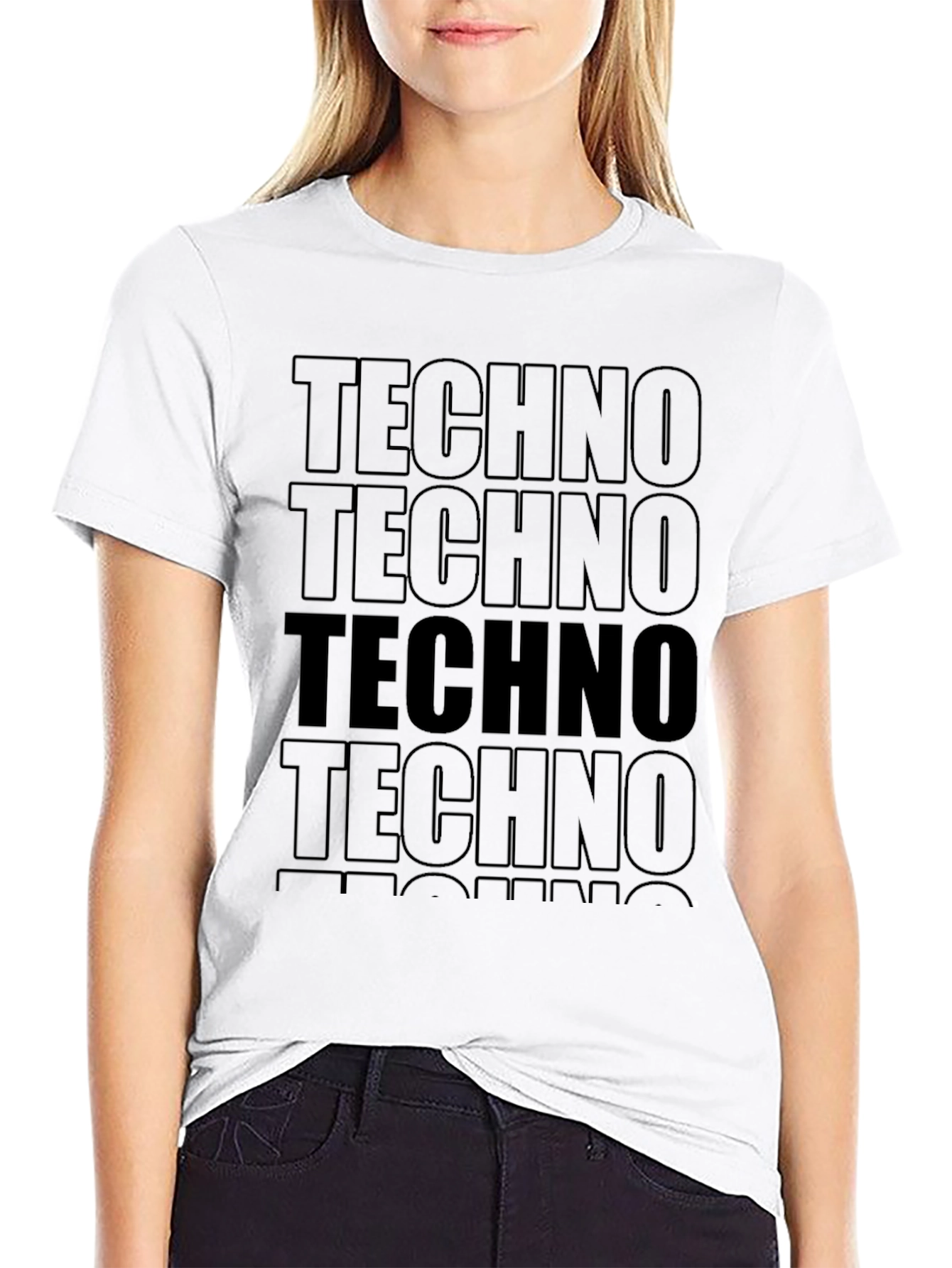 Techno Repeated Graphic Black T-Shirt