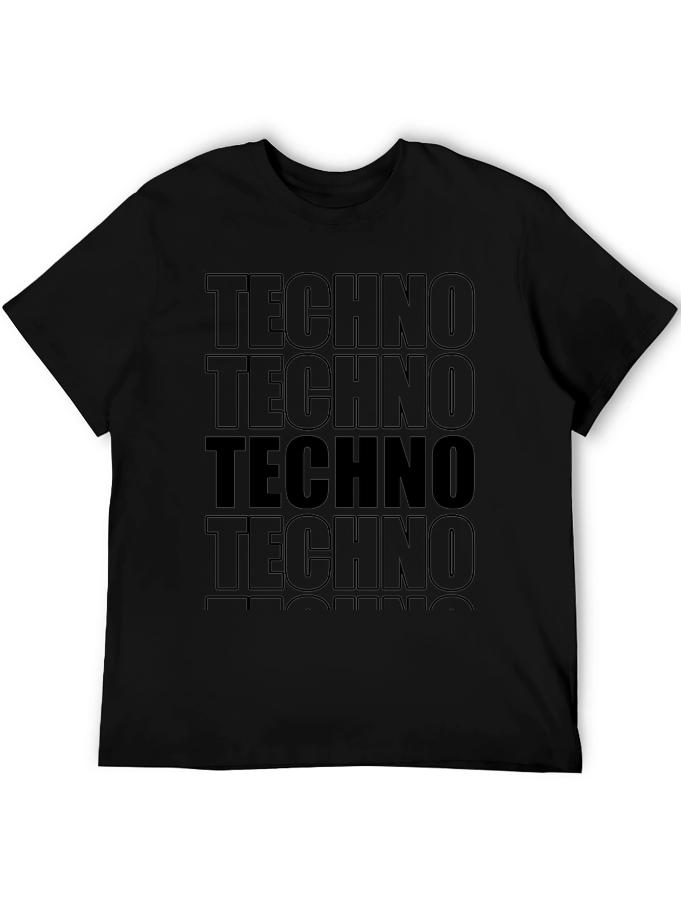 Techno Repeated Graphic Black T-Shirt
