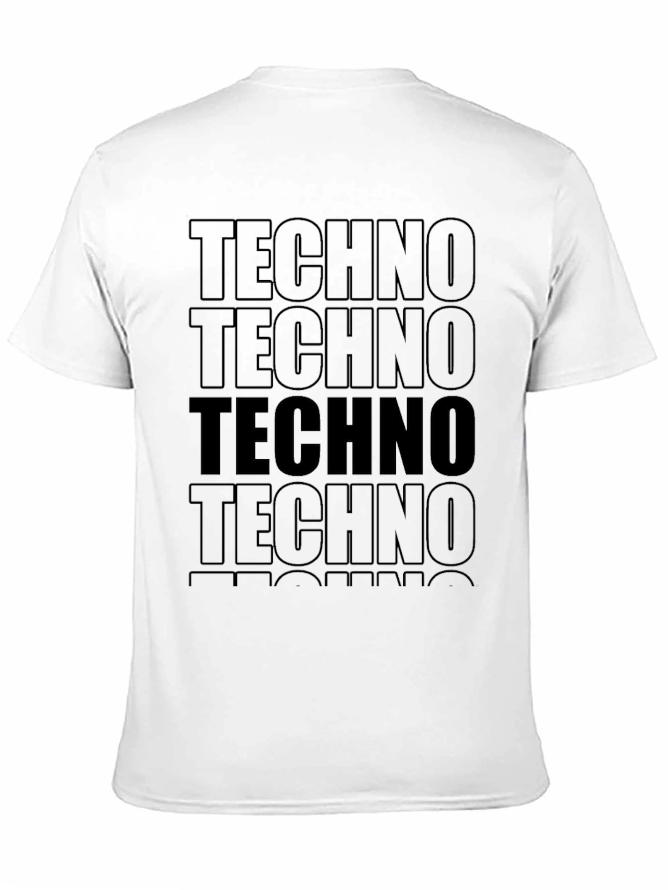 Techno Repeated Graphic Black T-Shirt