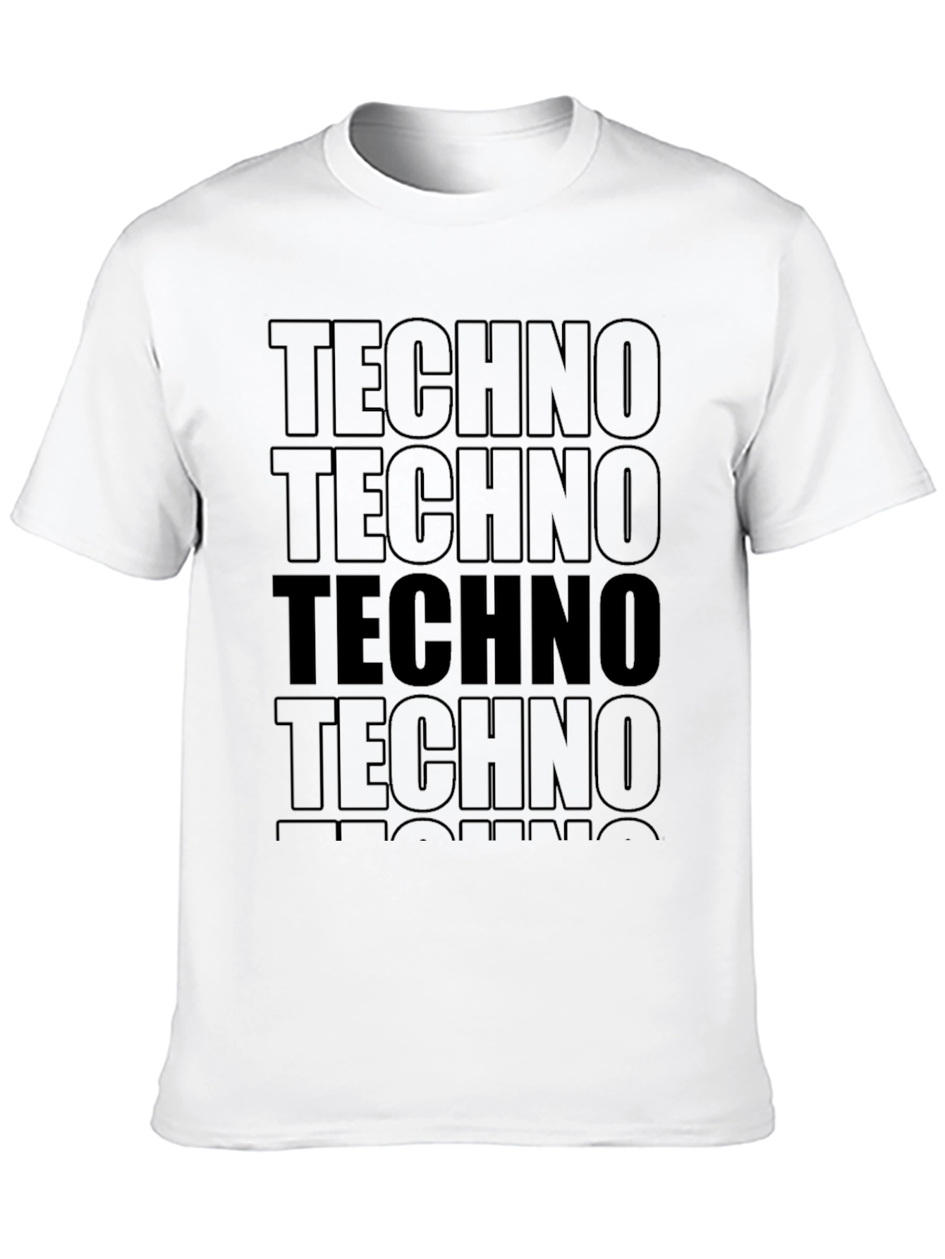 Techno Repeated Graphic Black T-Shirt