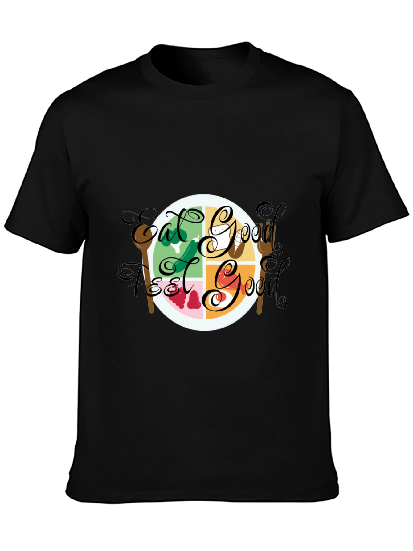 Eat Good Feel Good Black Graphic Tee