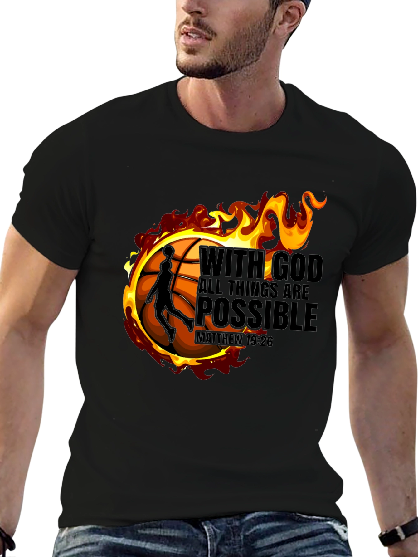 Faith-Inspired Basketball Graphic T-Shirt