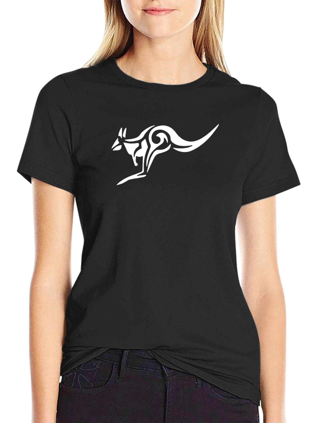 Black Kangaroo Print T-Shirt