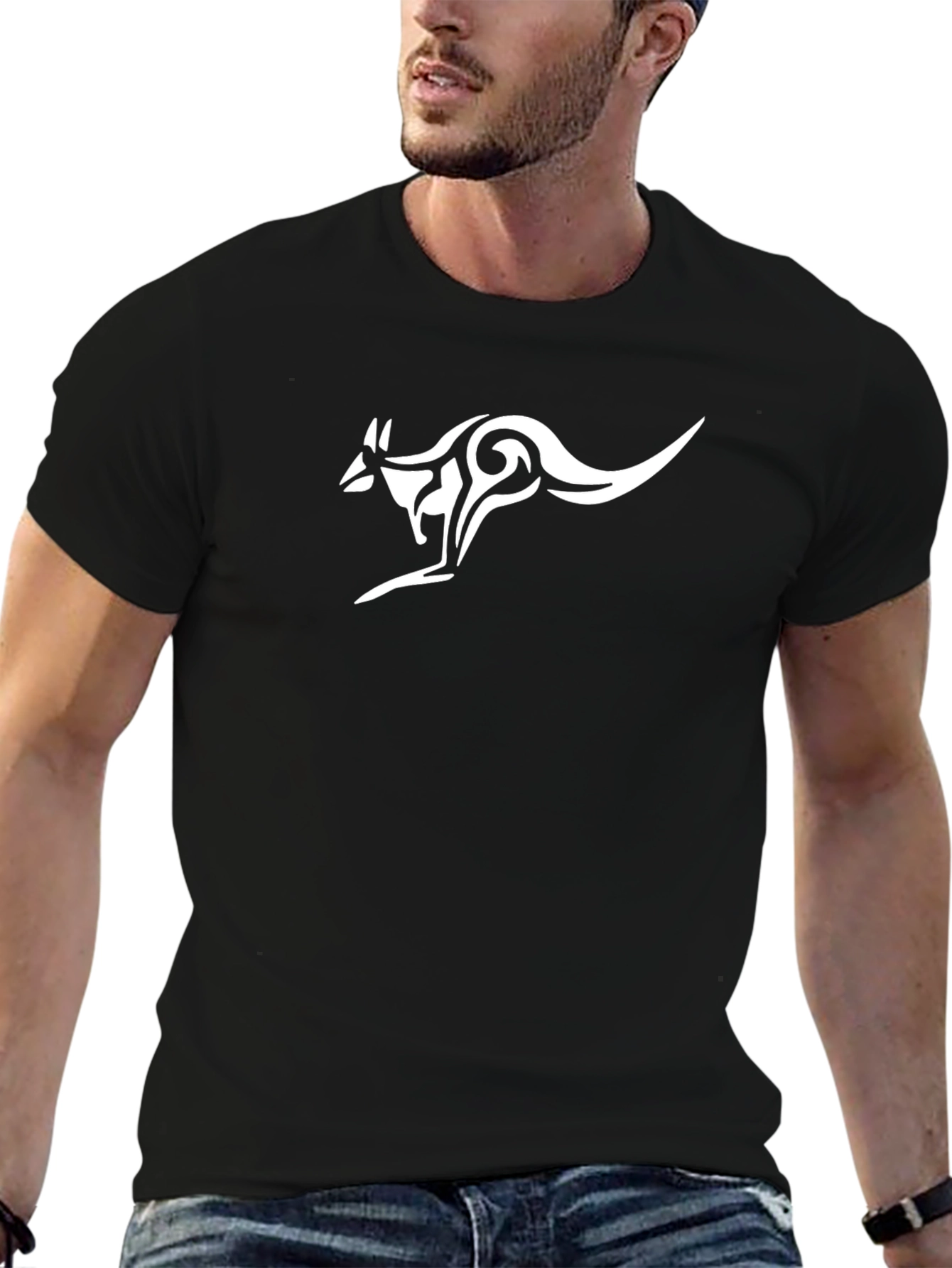 Black Kangaroo Print T-Shirt