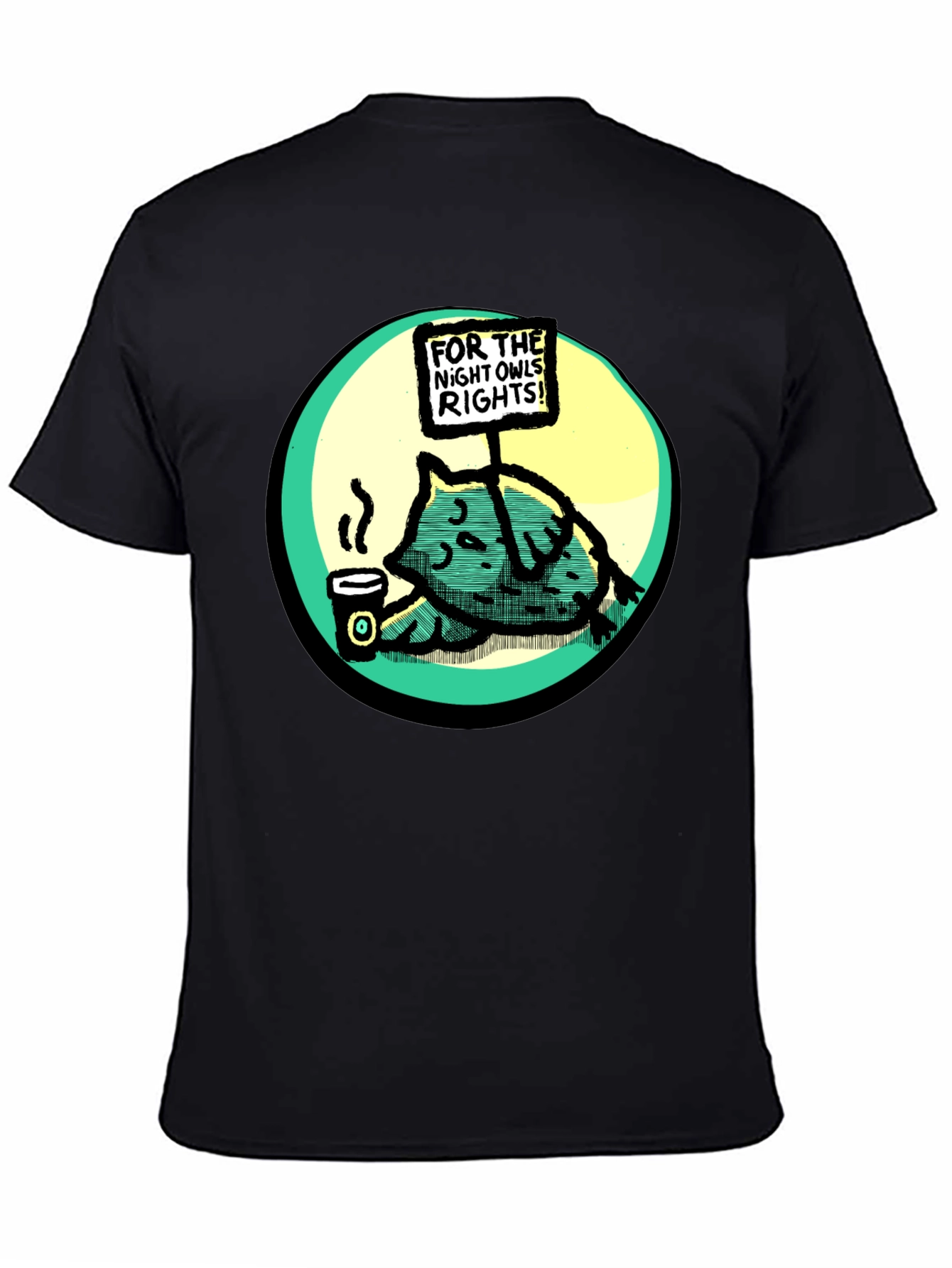 Night Owl Rights T-Shirt - Funny Cartoon Graphic Tee