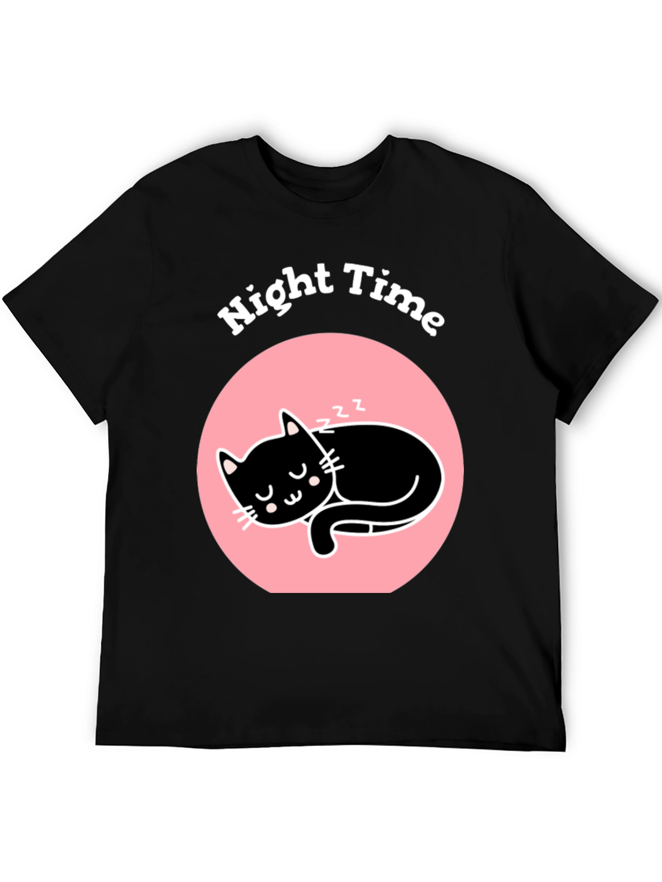 Night Time Sleeping Cat Graphic T-Shirt