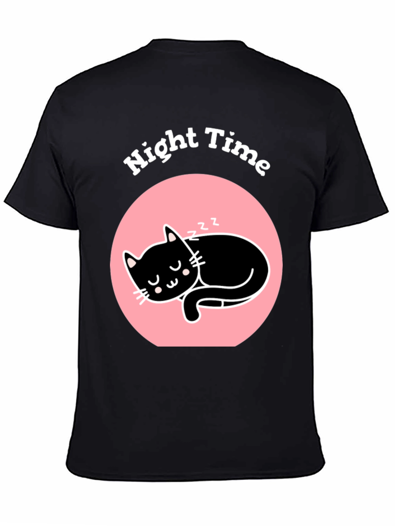 Night Time Sleeping Cat Graphic T-Shirt