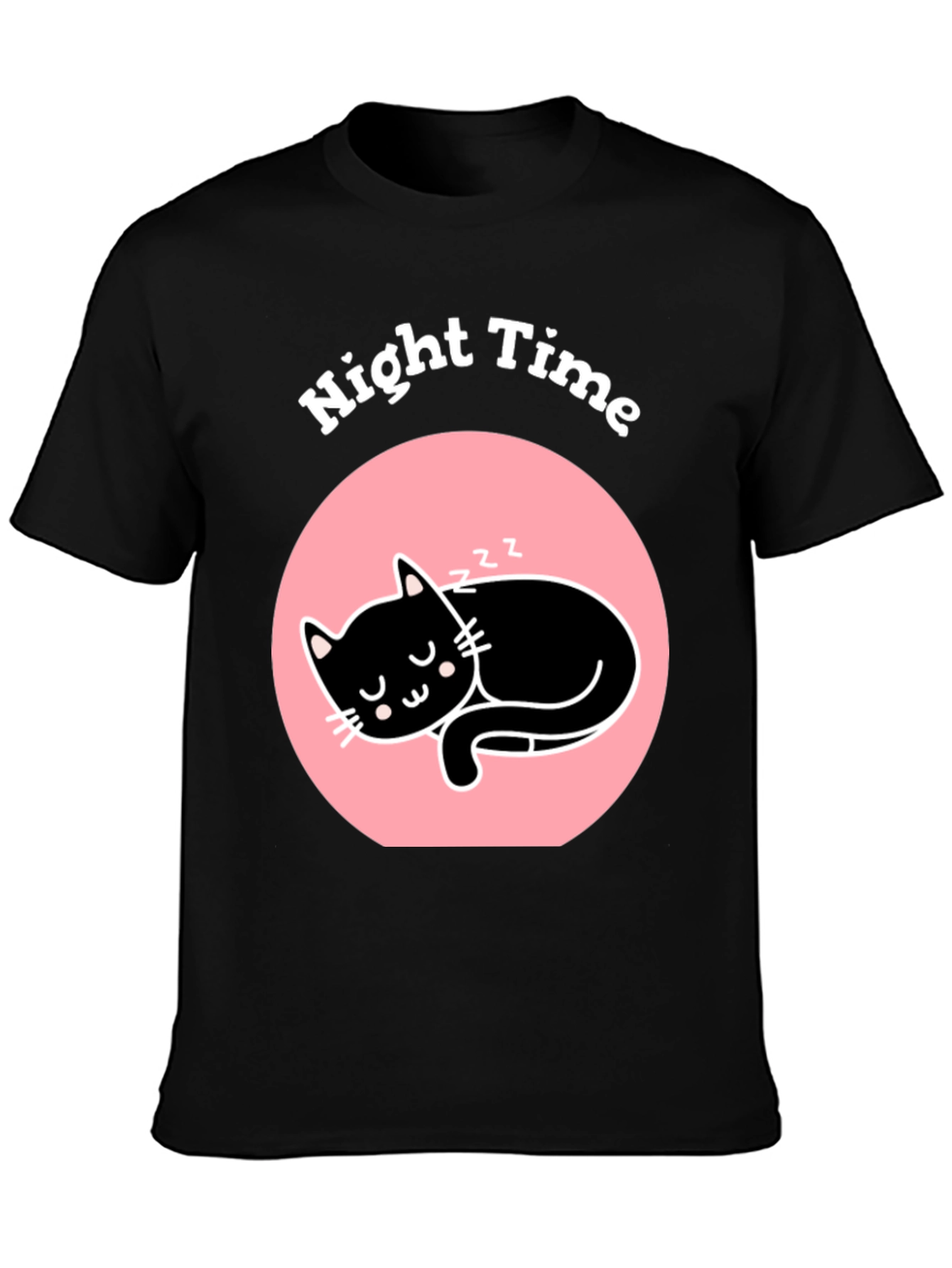 Night Time Sleeping Cat Graphic T-Shirt
