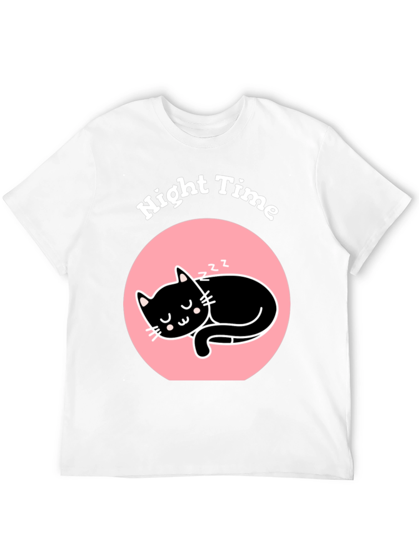 Night Time Sleeping Cat Graphic T-Shirt