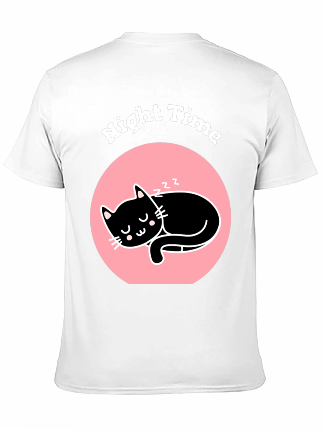 Night Time Sleeping Cat Graphic T-Shirt