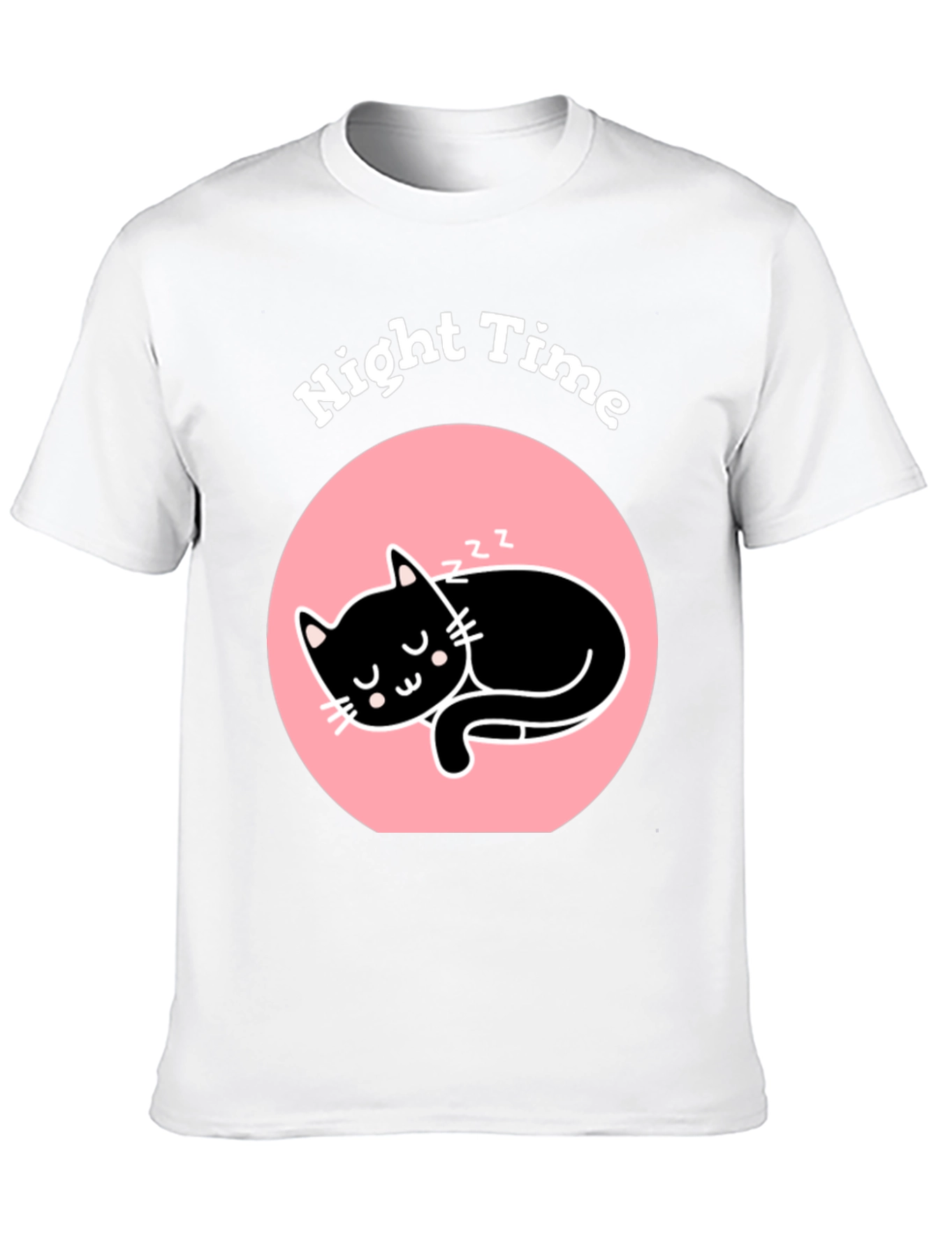Night Time Sleeping Cat Graphic T-Shirt