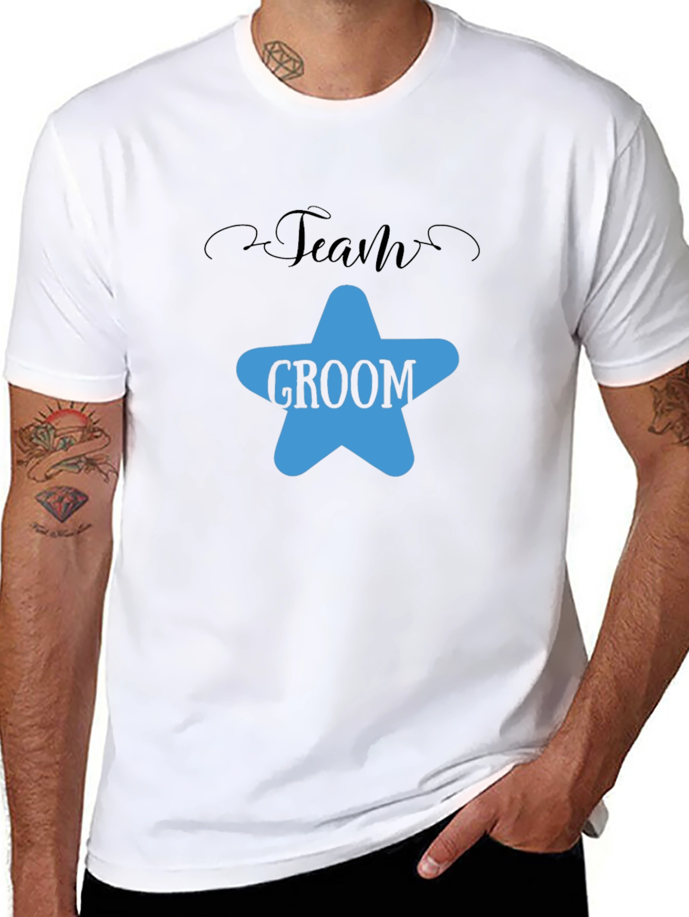 Team Groom Black Cotton T-Shirt