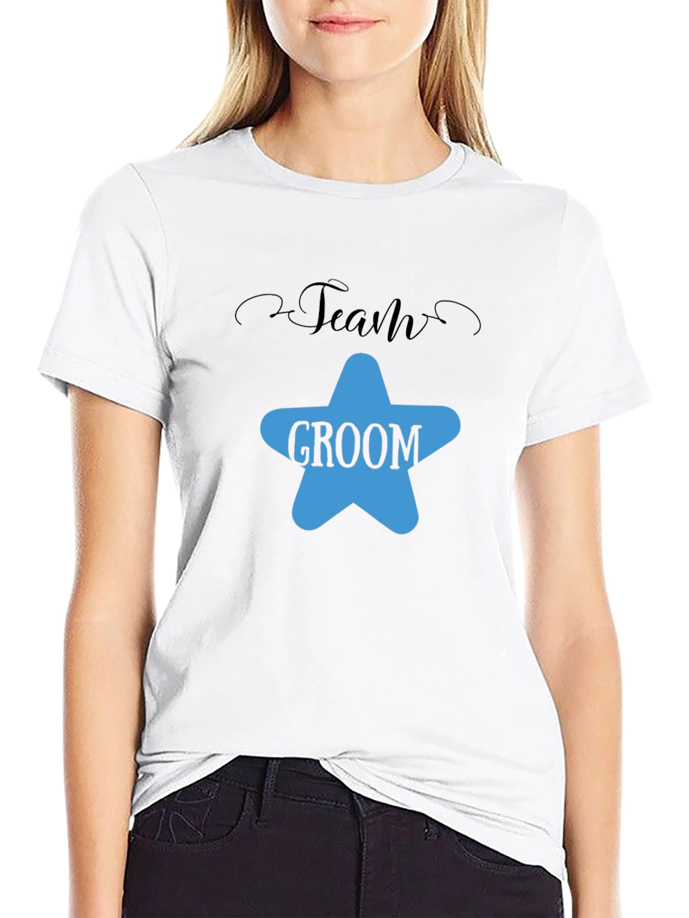 Team Groom Black Cotton T-Shirt