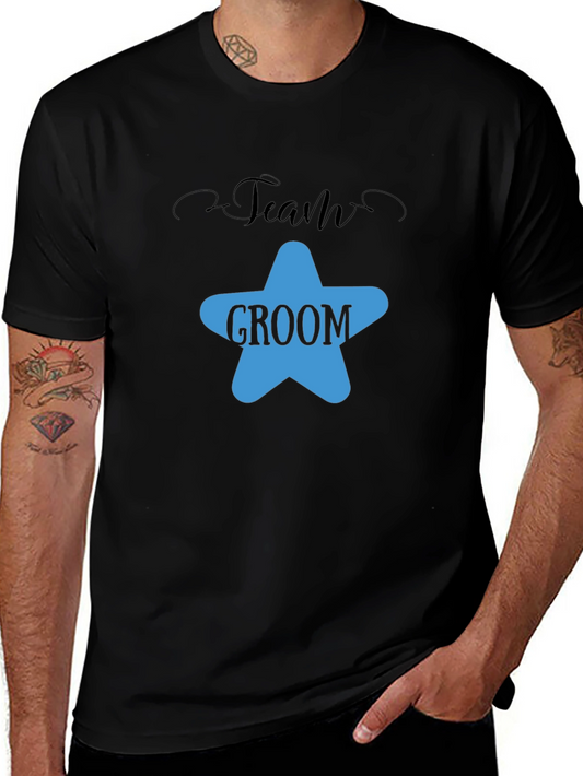 Team Groom Black Cotton T-Shirt