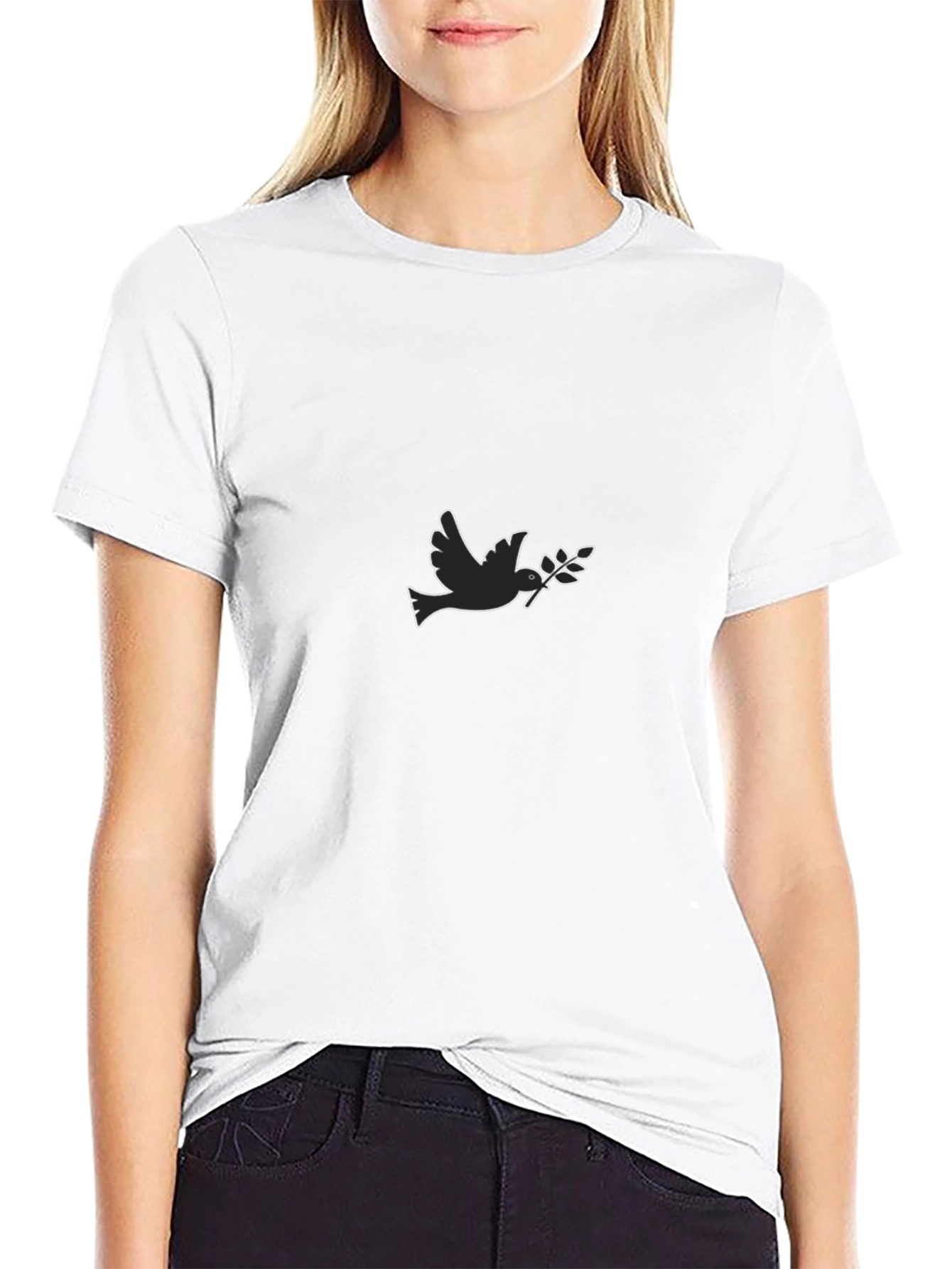Peace Dove Graphic Tee - Black Cotton Blend
