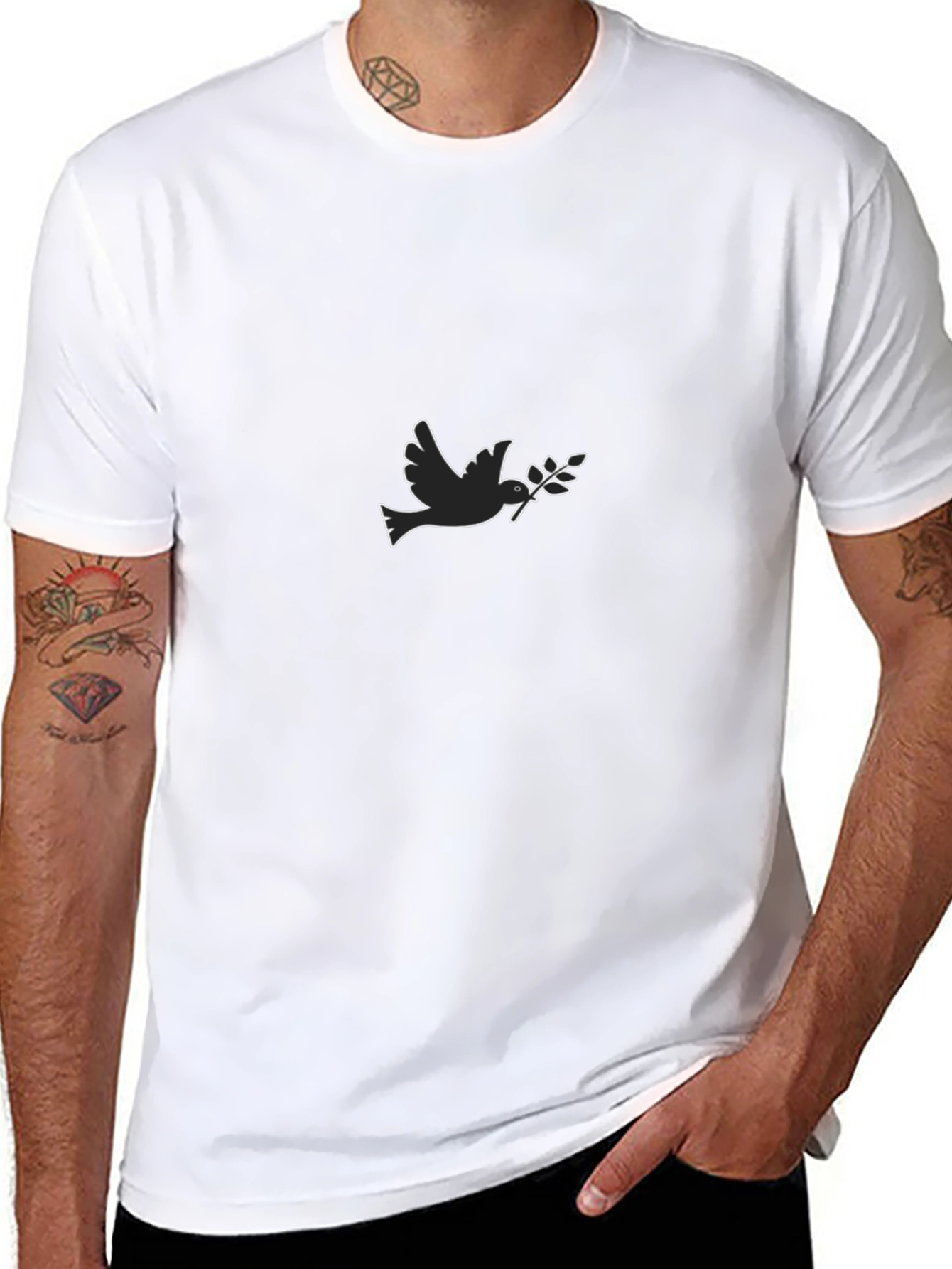 Peace Dove Graphic Tee - Black Cotton Blend