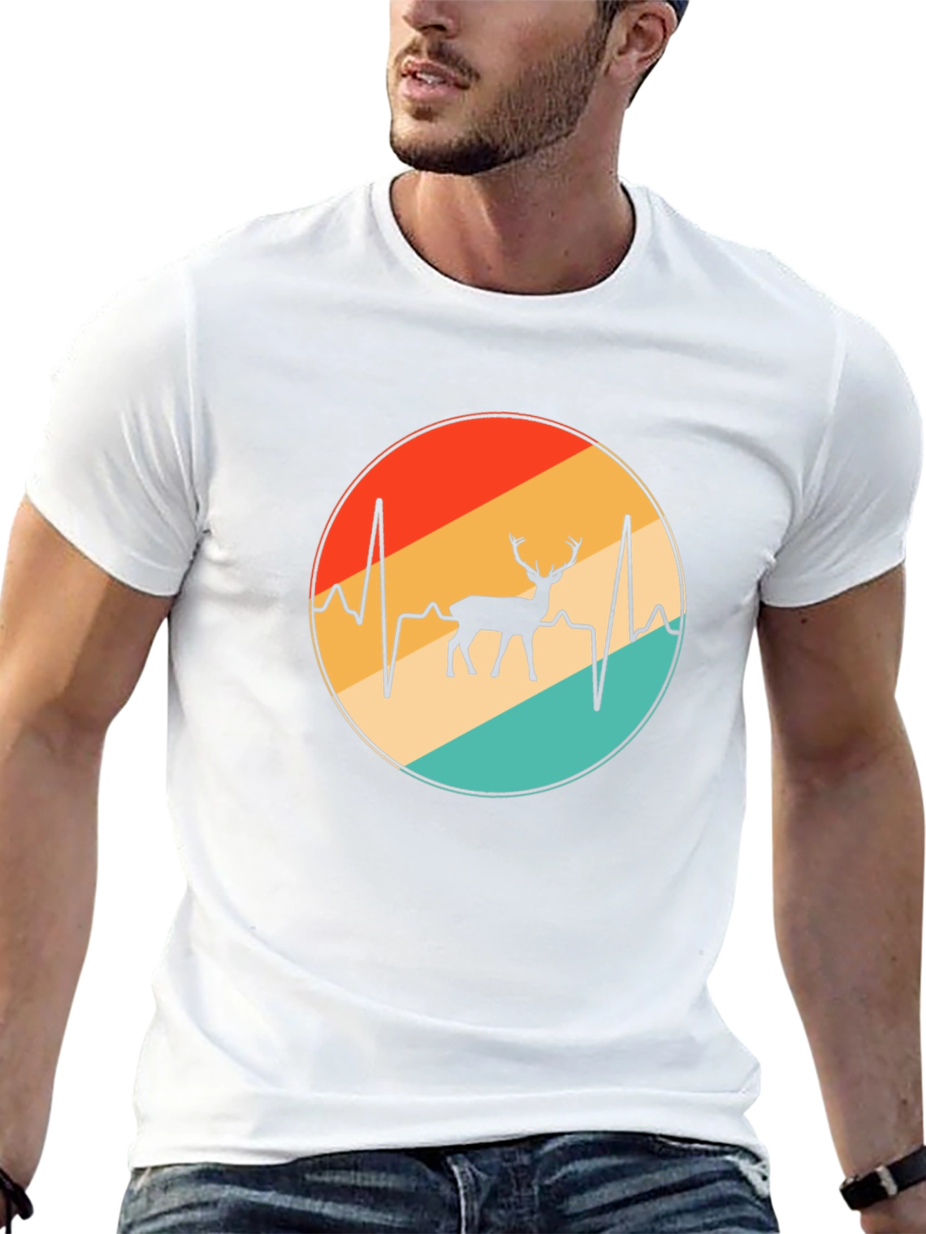 Deer Heartbeat T-Shirt - Black Cotton Graphic Tee