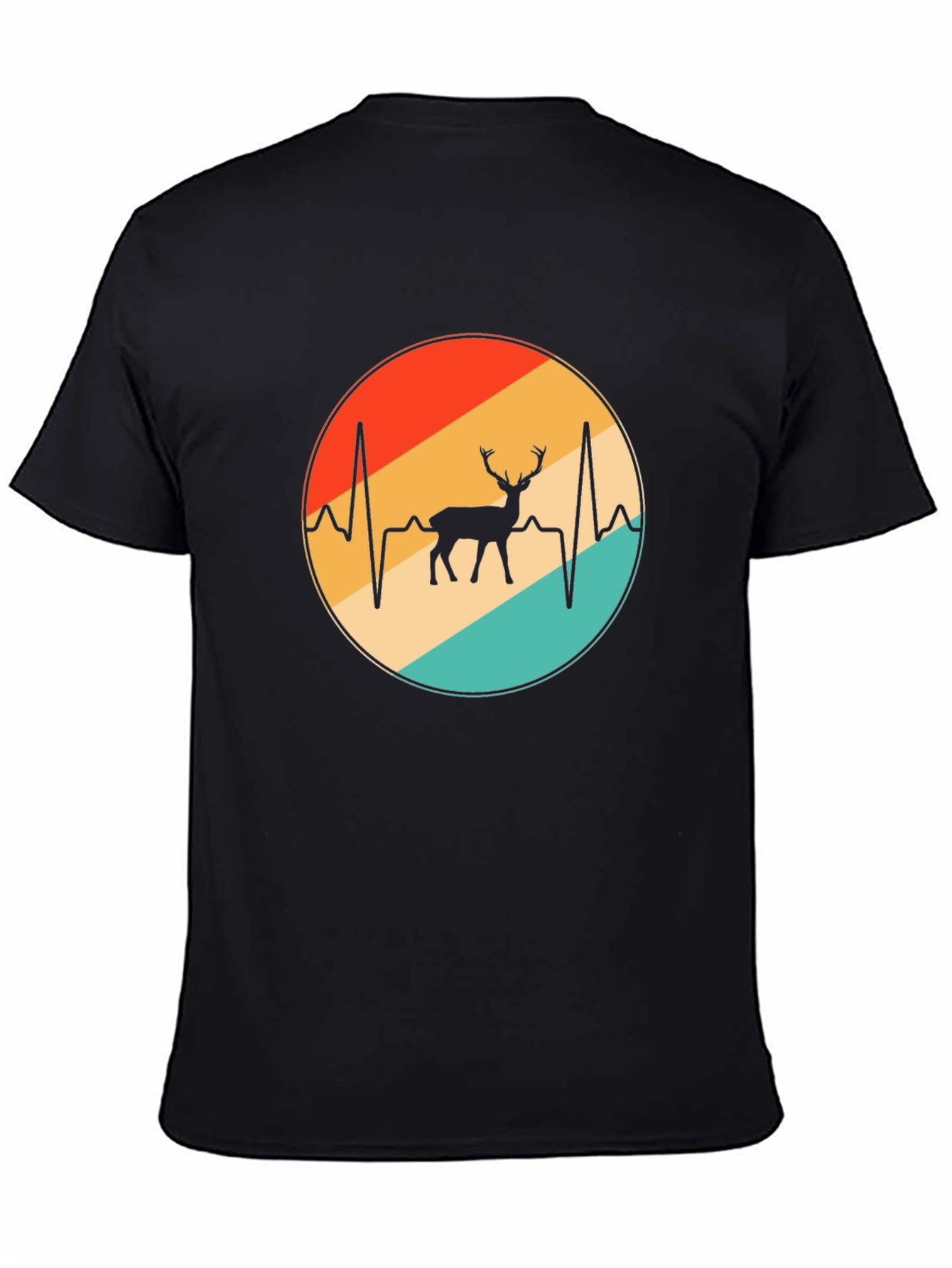 Deer Heartbeat T-Shirt - Black Cotton Graphic Tee