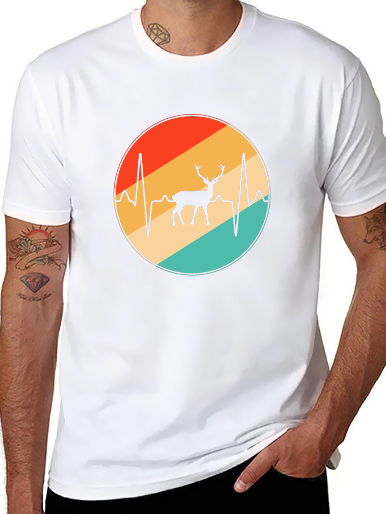 Deer Heartbeat T-Shirt - Black Cotton Graphic Tee