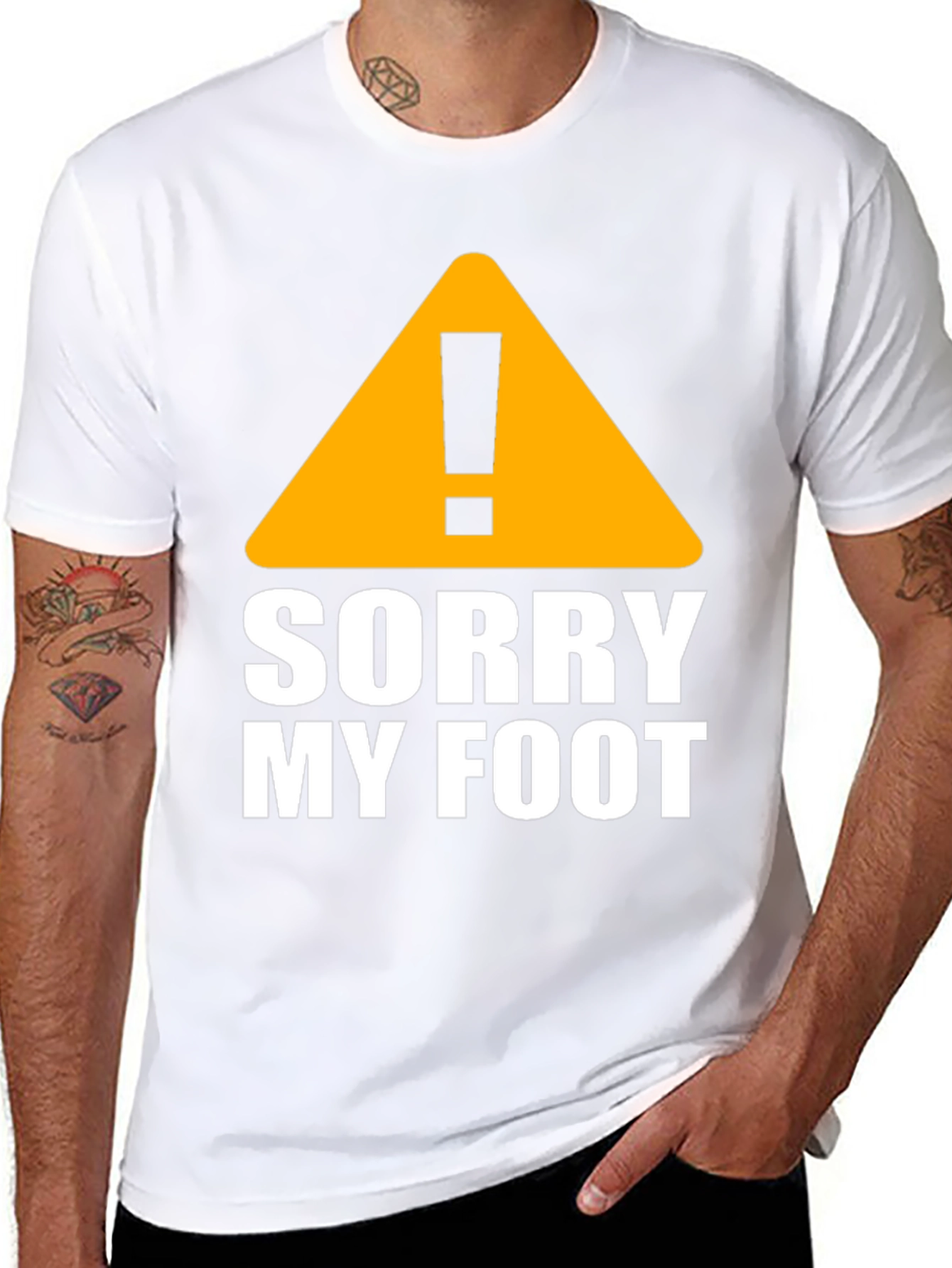 Funny Sorry My Foot Graphic Novelty T-Shirt
