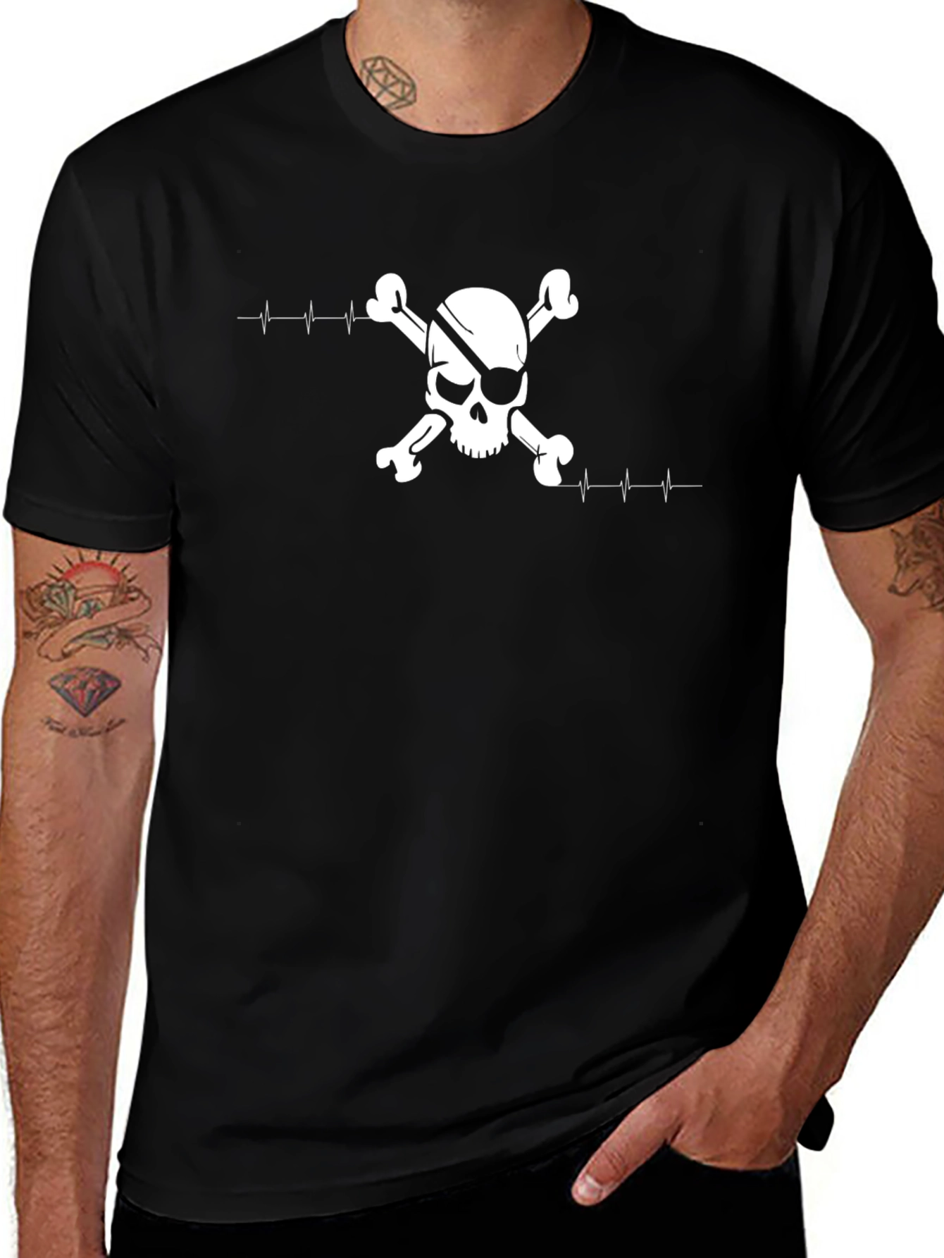 Skull & Crossbones ECG Black T-Shirt