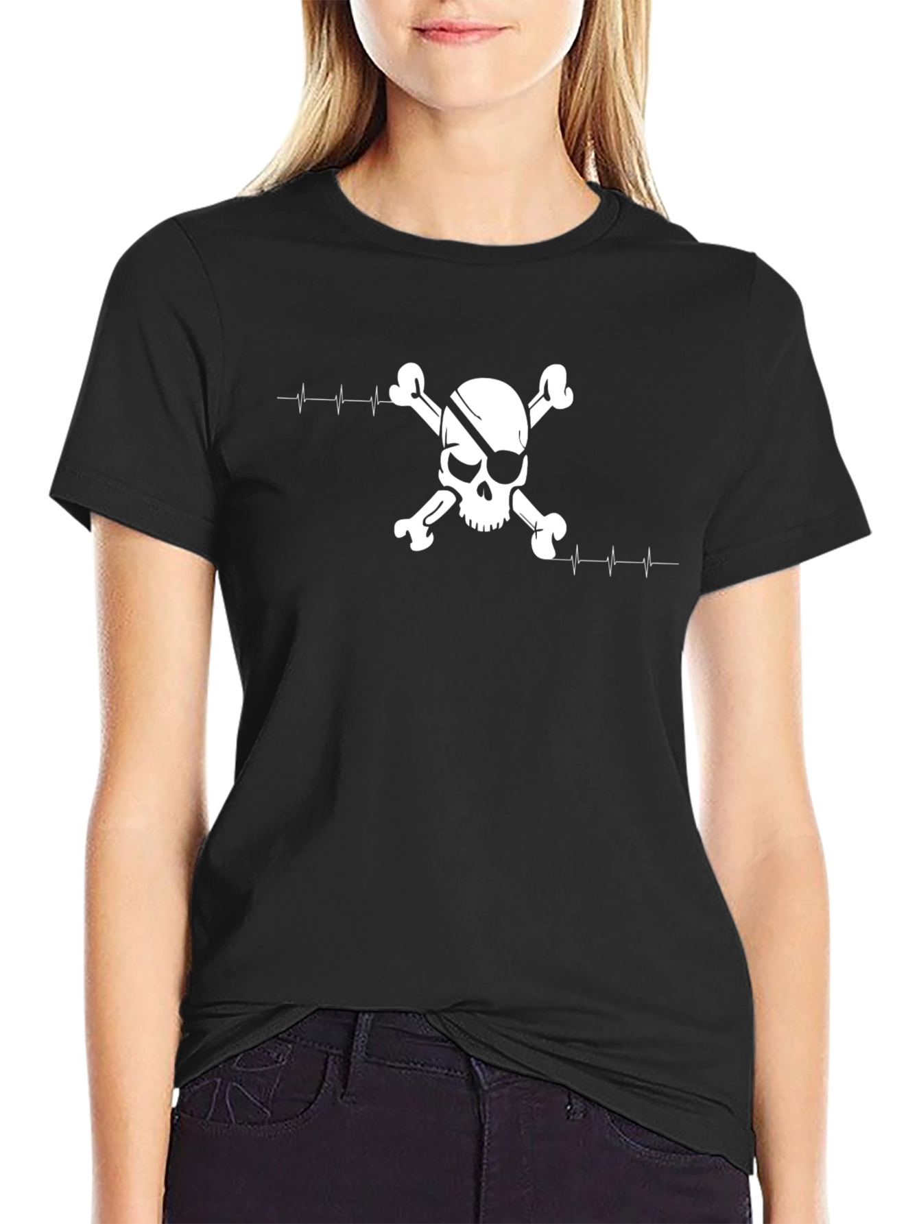 Skull & Crossbones ECG Black T-Shirt