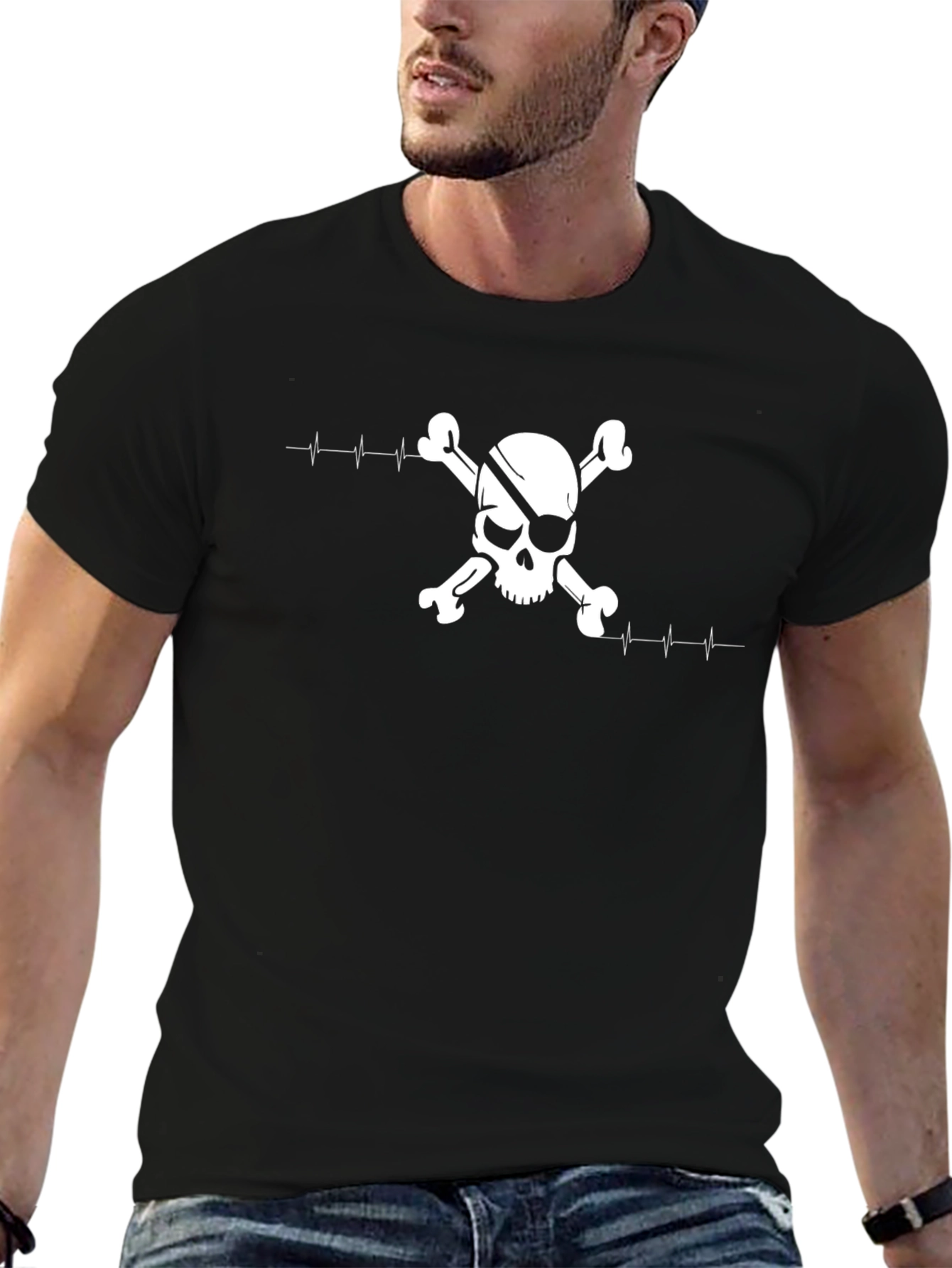 Skull & Crossbones ECG Black T-Shirt