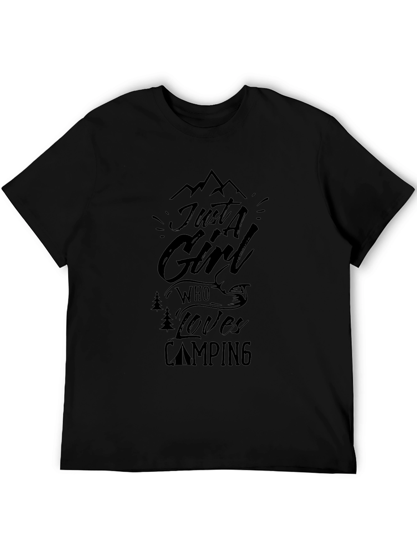 Just a Girl Who Loves Camping Black Graphic Tee