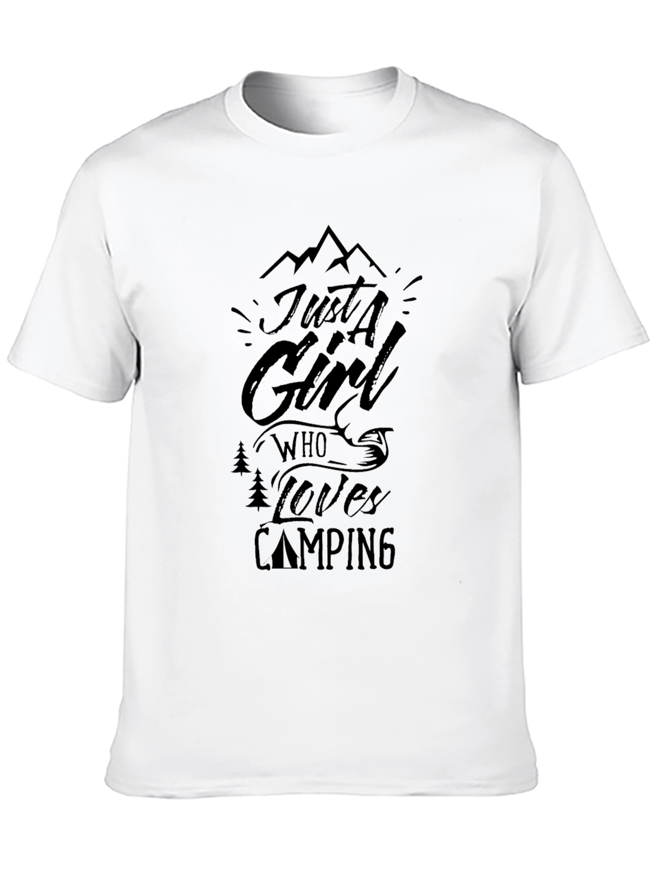 Just a Girl Who Loves Camping Black Graphic Tee