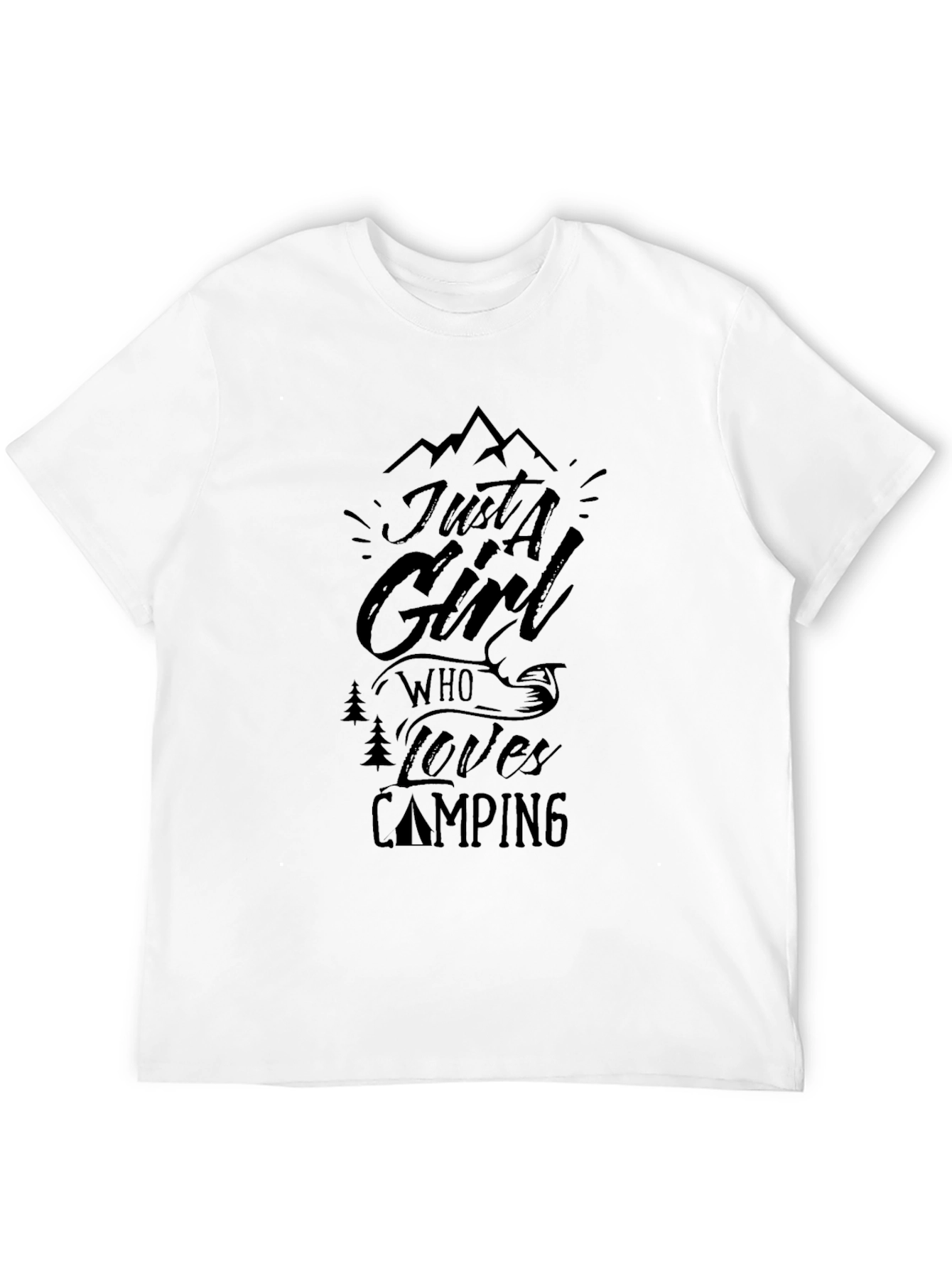 Just a Girl Who Loves Camping Black Graphic Tee