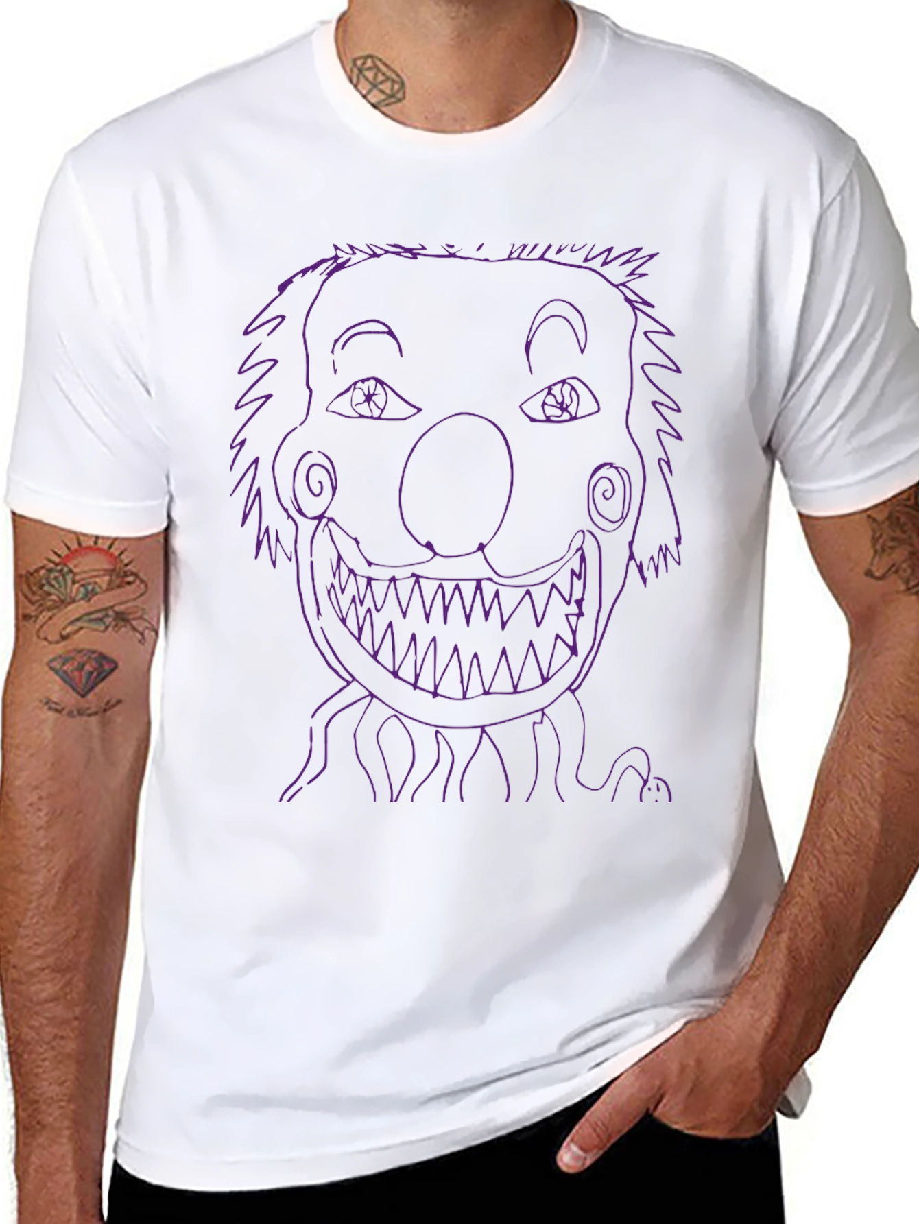 Creepy Clown Face T-Shirt - Mens Black Graphic Tee