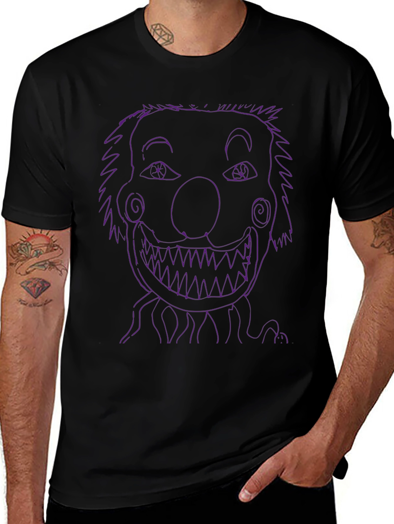 Creepy Clown Face T-Shirt - Mens Black Graphic Tee