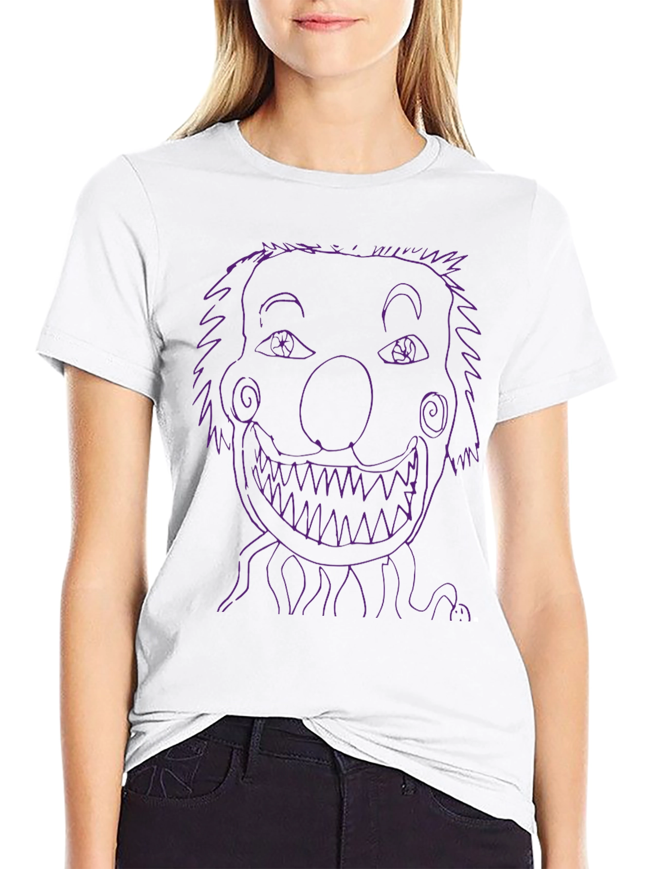 Creepy Clown Face T-Shirt - Mens Black Graphic Tee