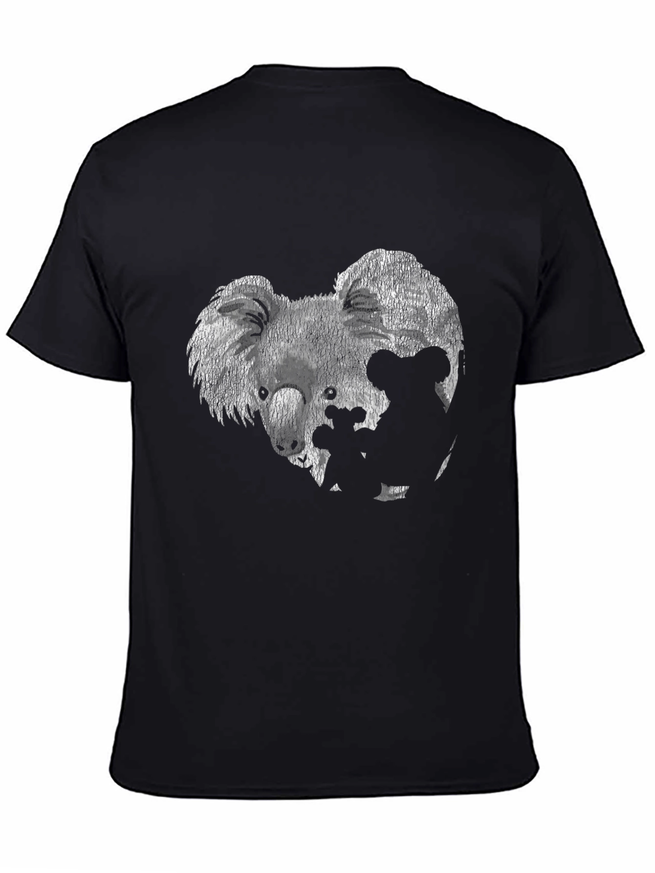 Koala Family Graphic Tee - Black Cotton T-Shirt