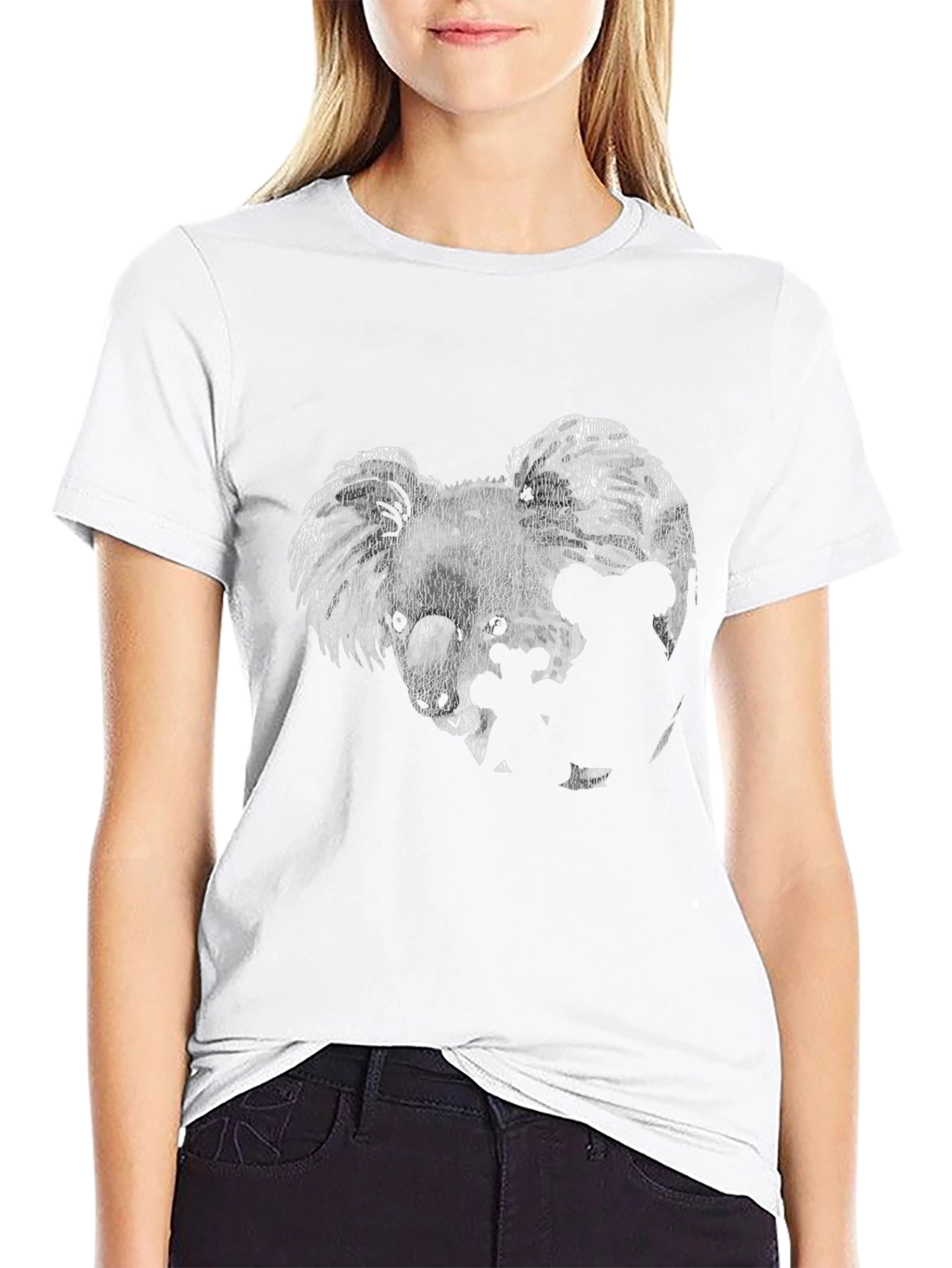 Koala Family Graphic Tee - Black Cotton T-Shirt