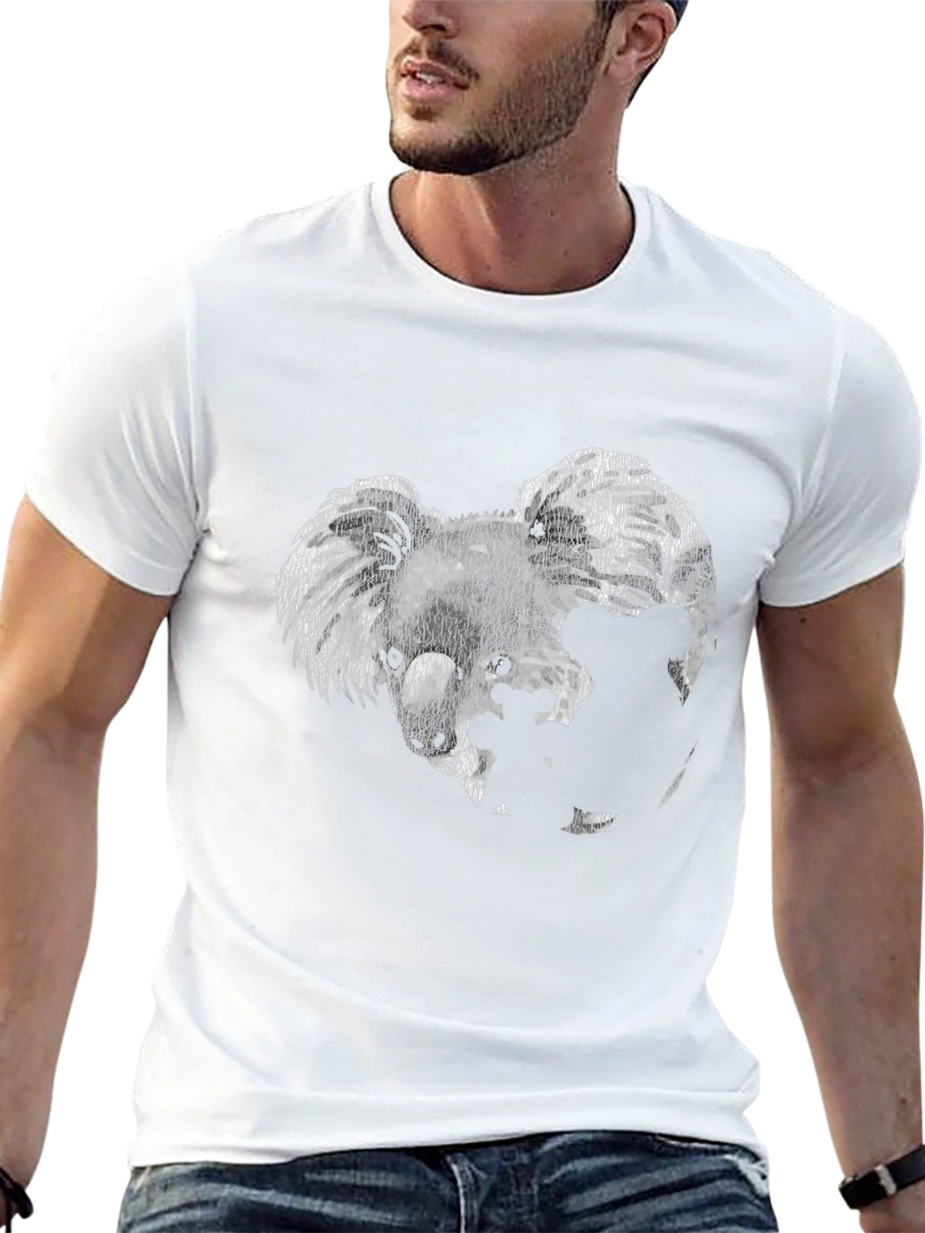Koala Family Graphic Tee - Black Cotton T-Shirt