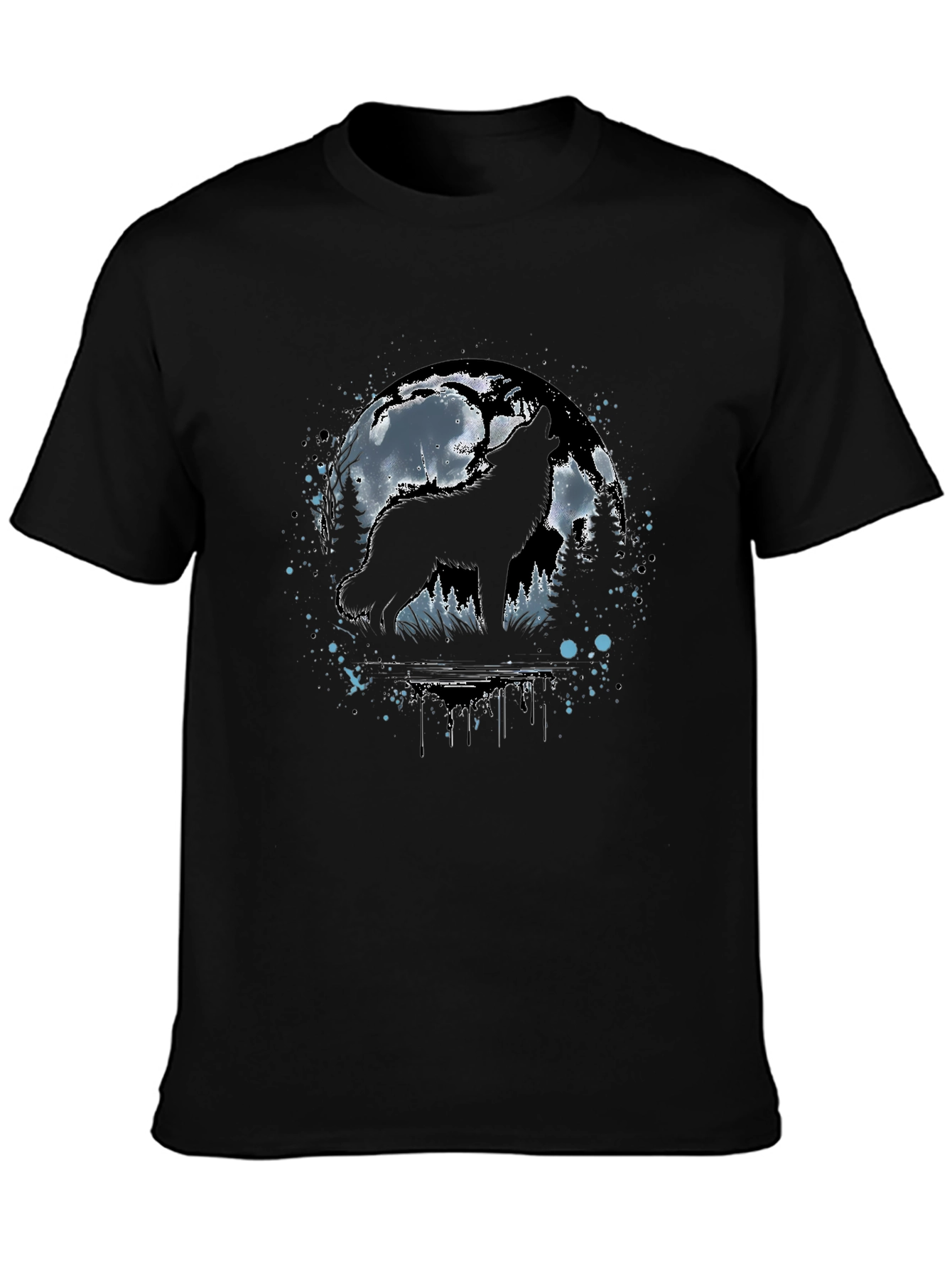 Wolf Moon Graphic Tee - Black Cotton T-Shirt