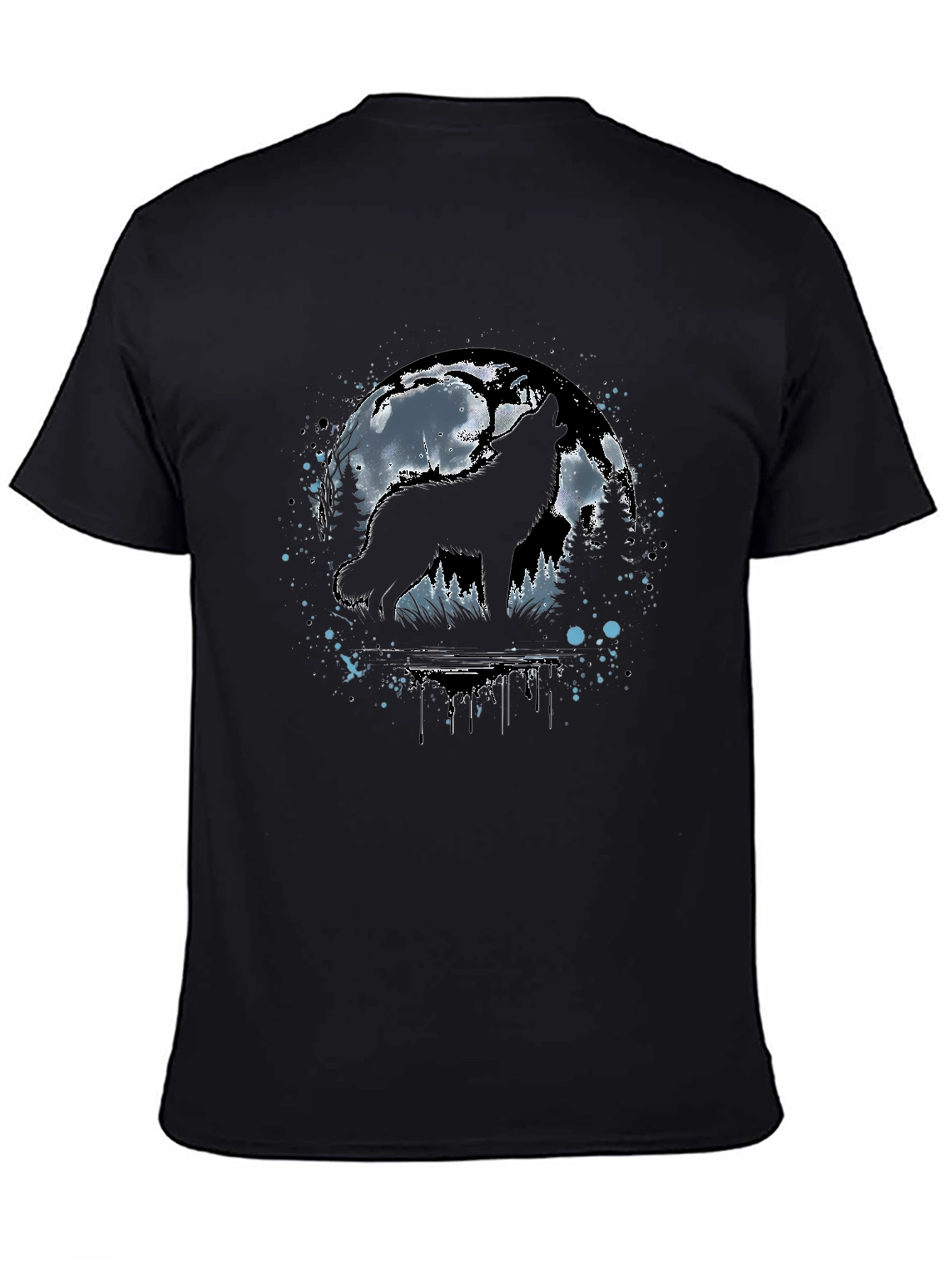 Wolf Moon Graphic Tee - Black Cotton T-Shirt