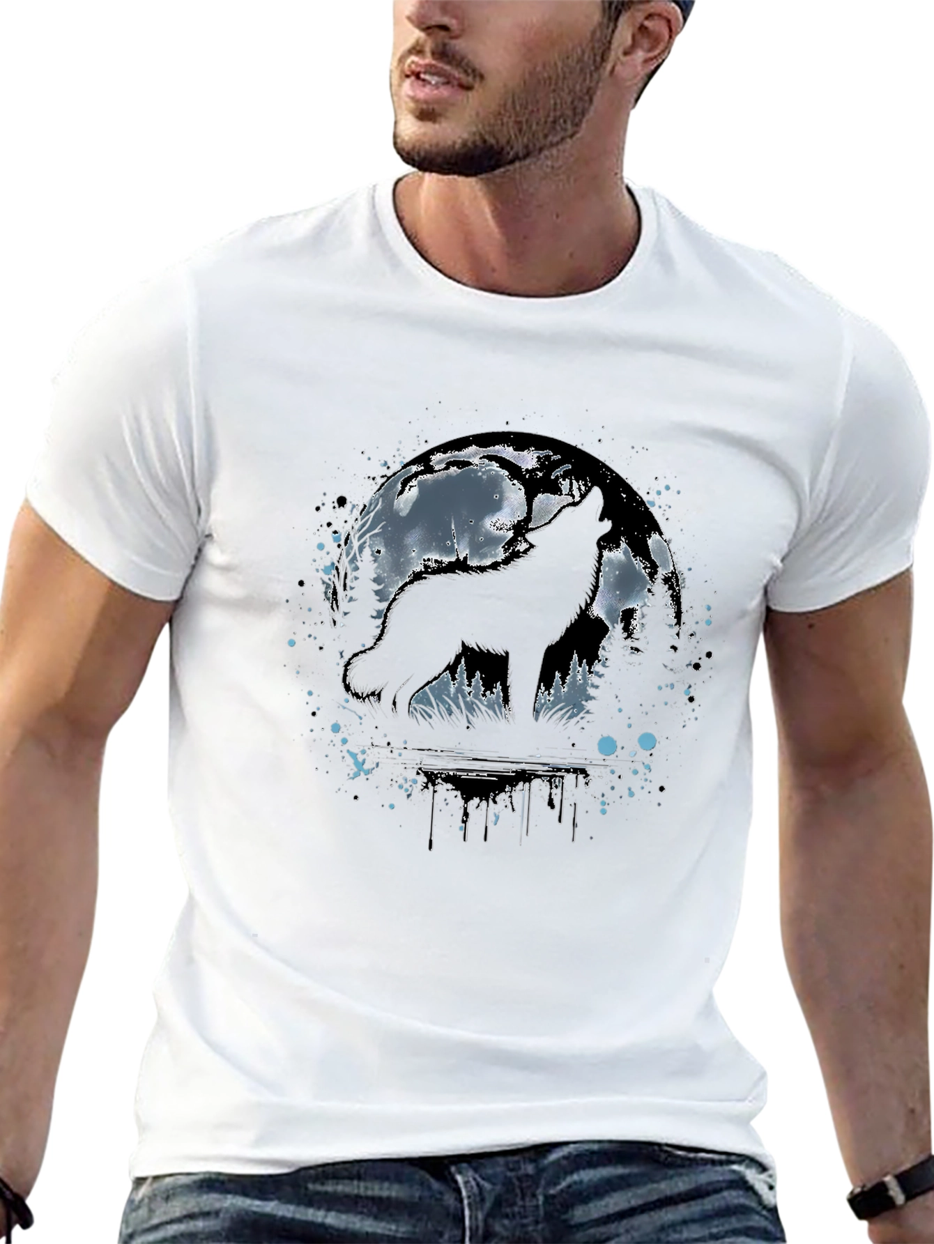 Wolf Moon Graphic Tee - Black Cotton T-Shirt