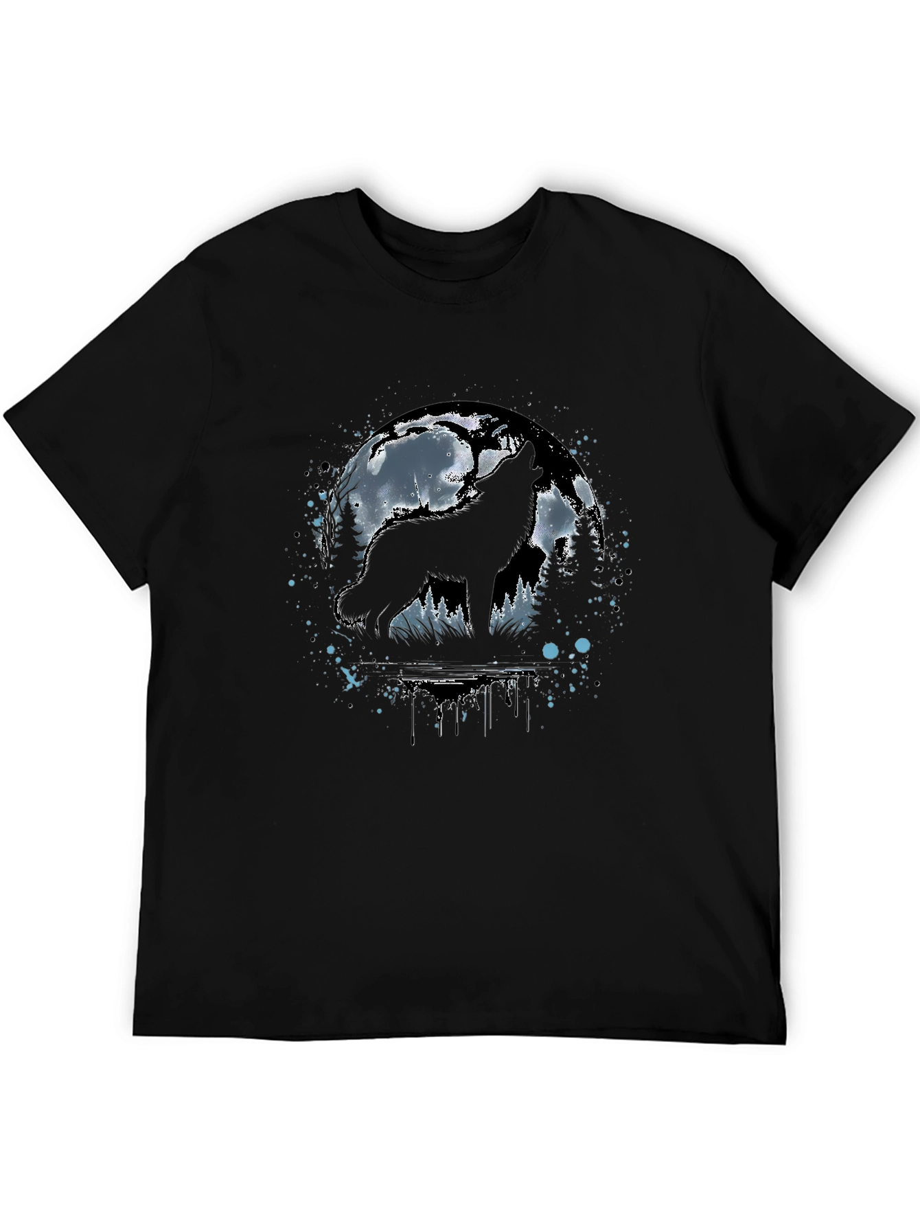 Wolf Moon Graphic Tee - Black Cotton T-Shirt