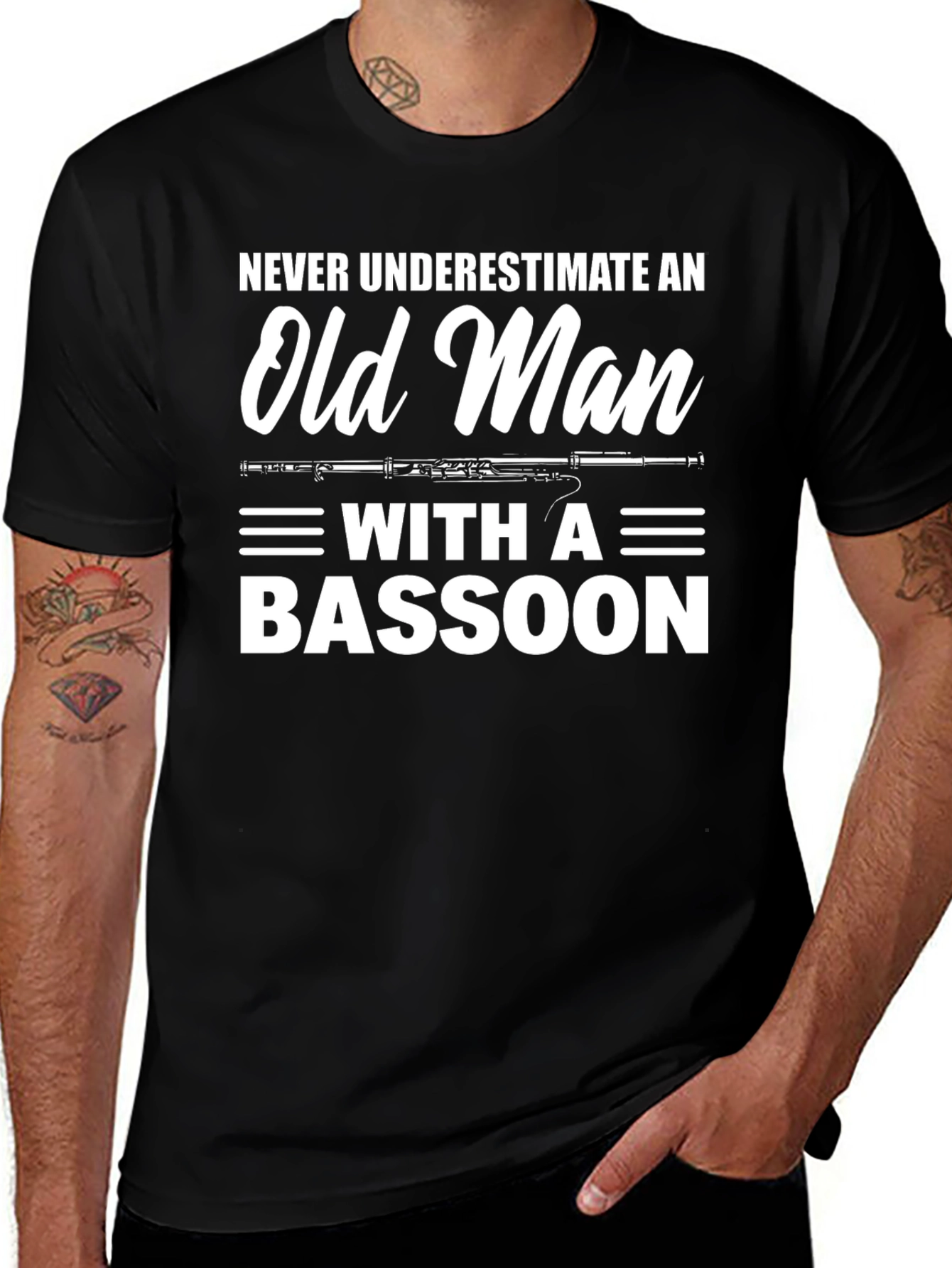Old Man Bassoon T-Shirt - Musician Humor Tee