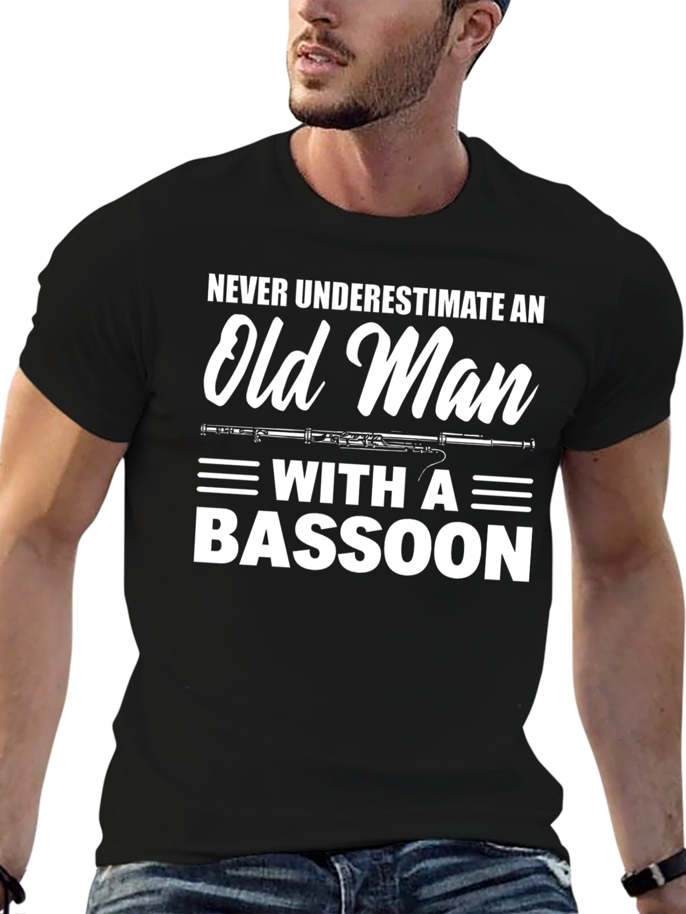 Old Man Bassoon T-Shirt - Musician Humor Tee