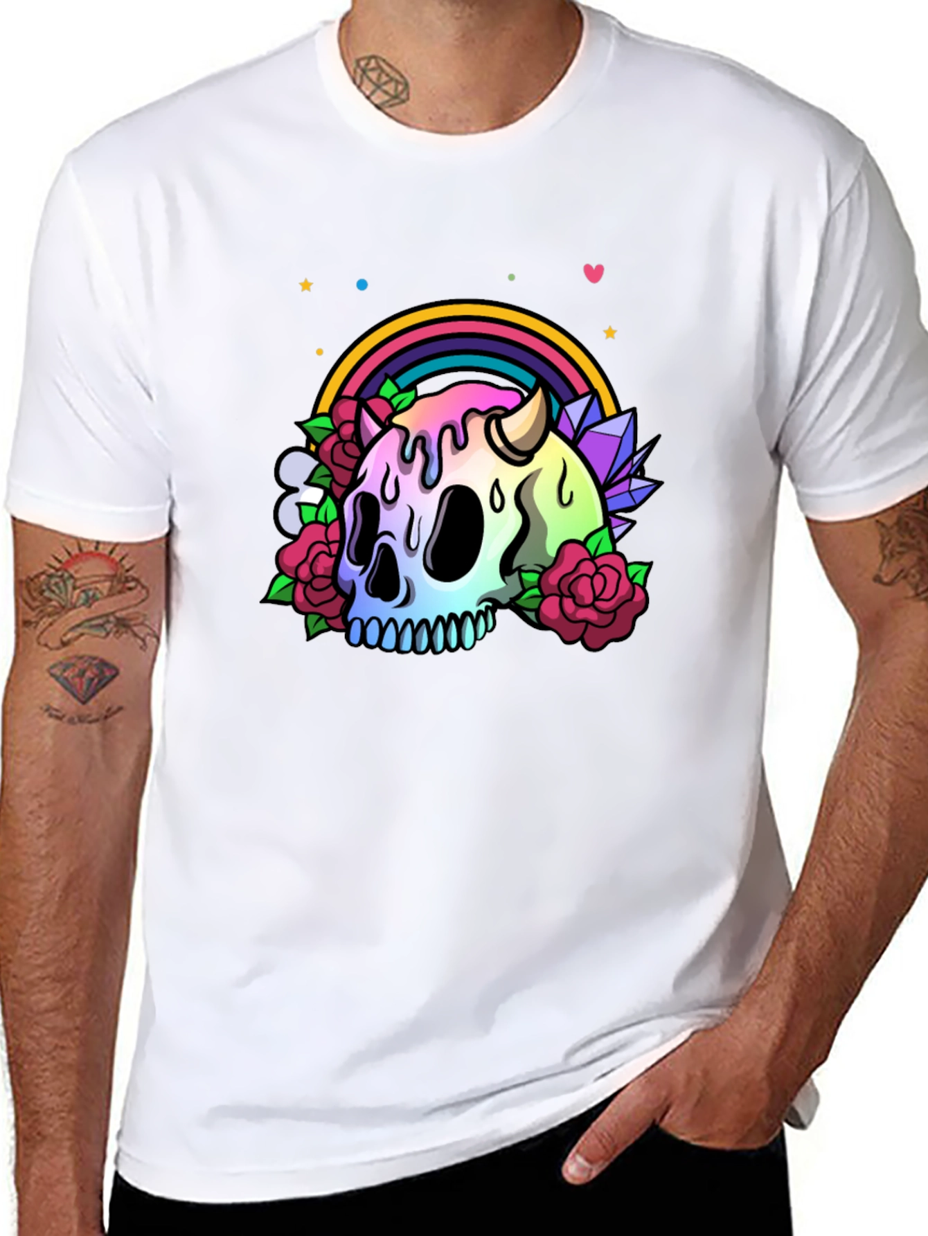 Rainbow Skull Graphic Tee - Unique & Stylish