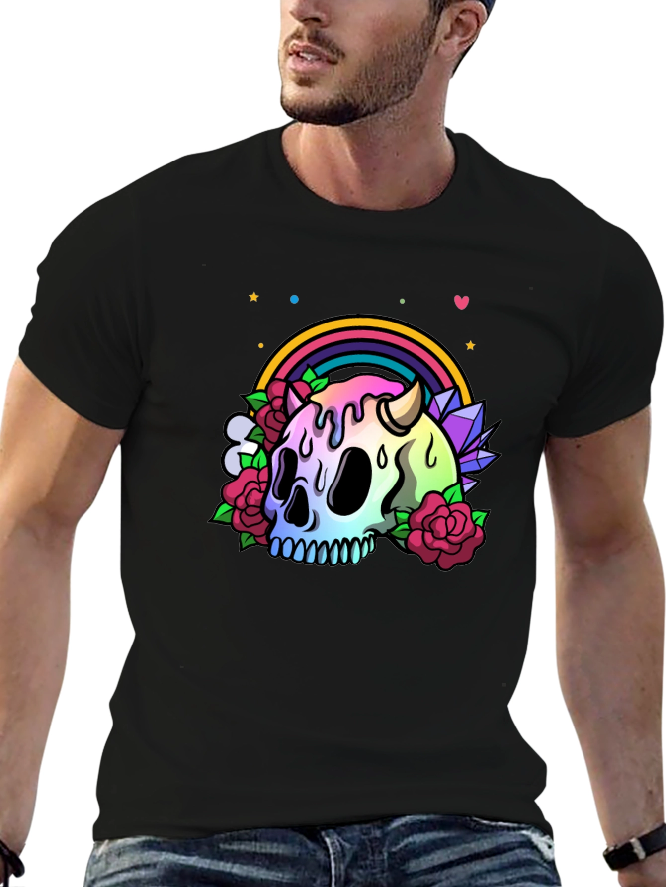 Rainbow Skull Graphic Tee - Unique & Stylish