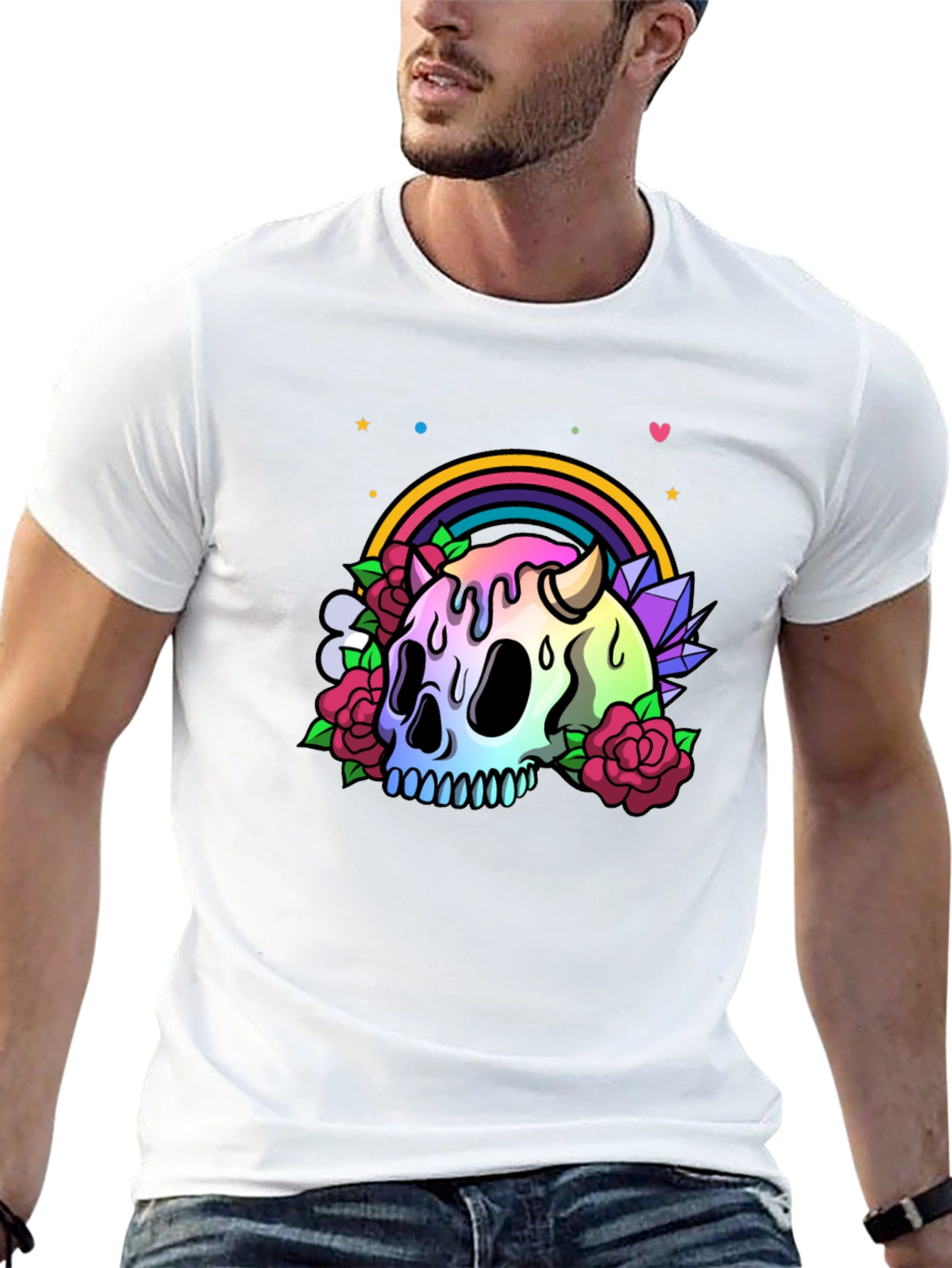Rainbow Skull Graphic Tee - Unique & Stylish