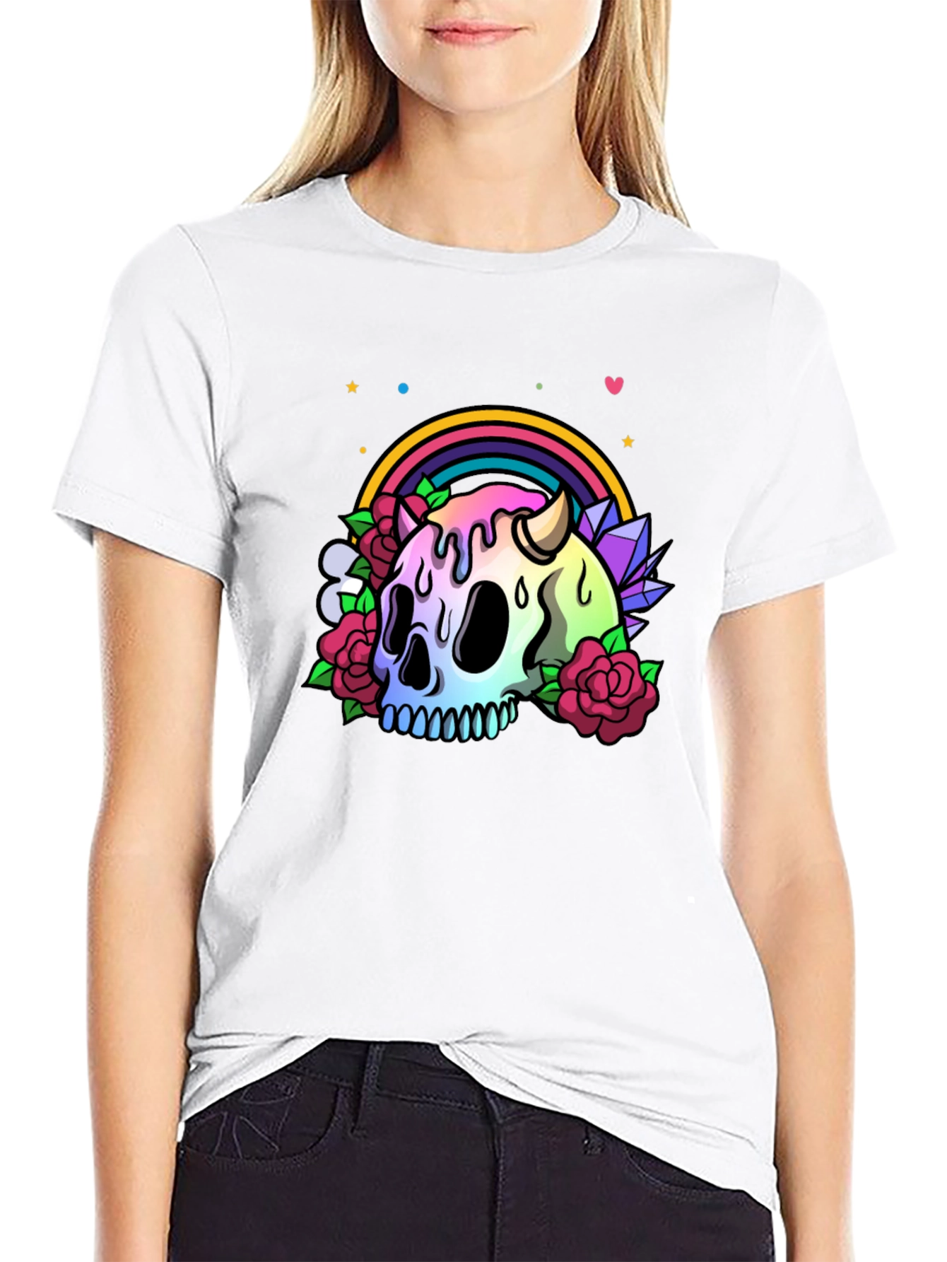 Rainbow Skull Graphic Tee - Unique & Stylish